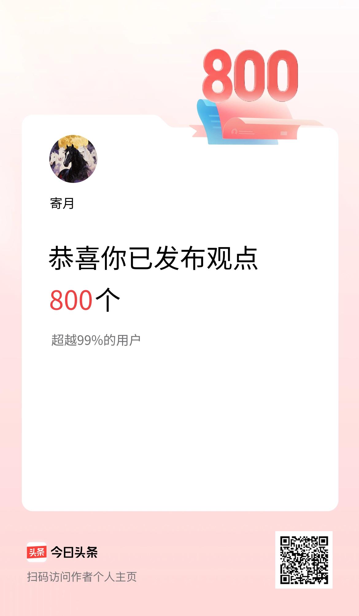 我在头条累计投稿观点800个