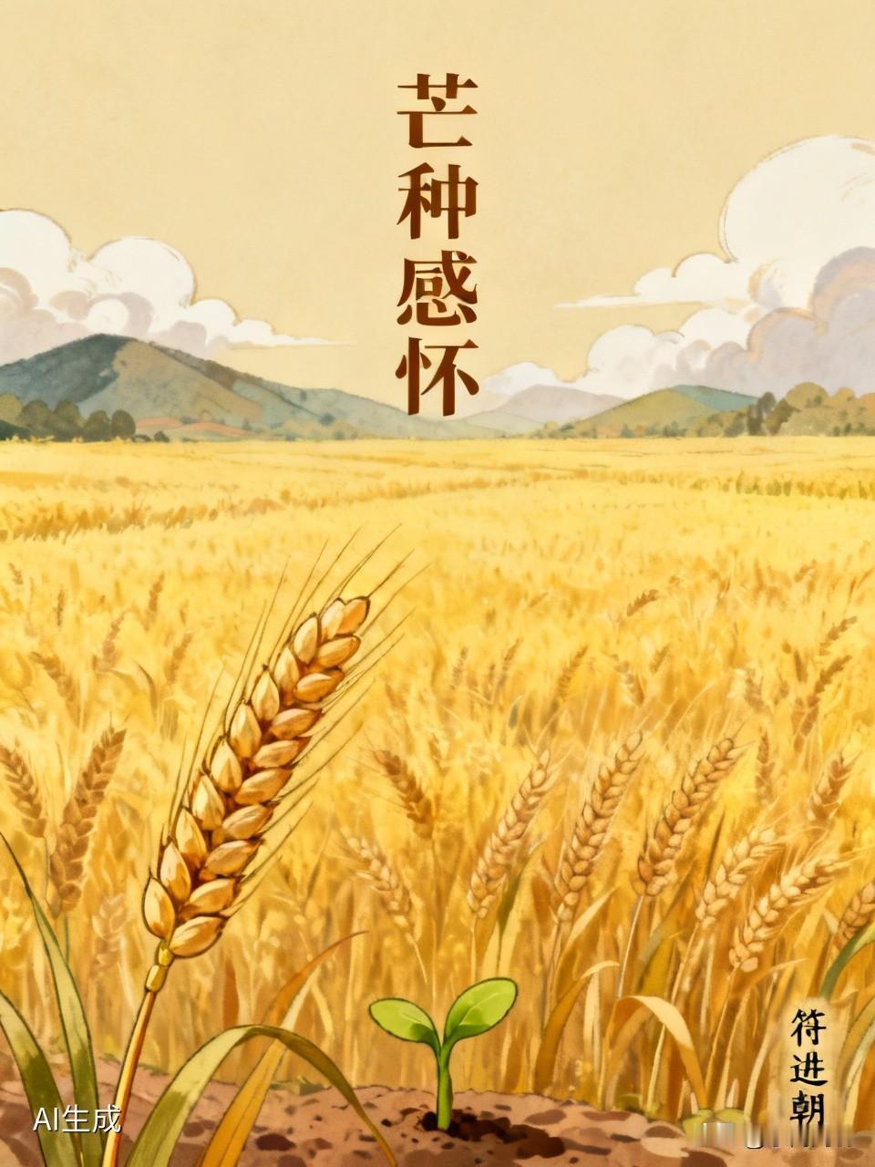 芒种感怀
            符进朝
熏风卷浪麦梢黄，抢割争播趁晓光。
林阴
