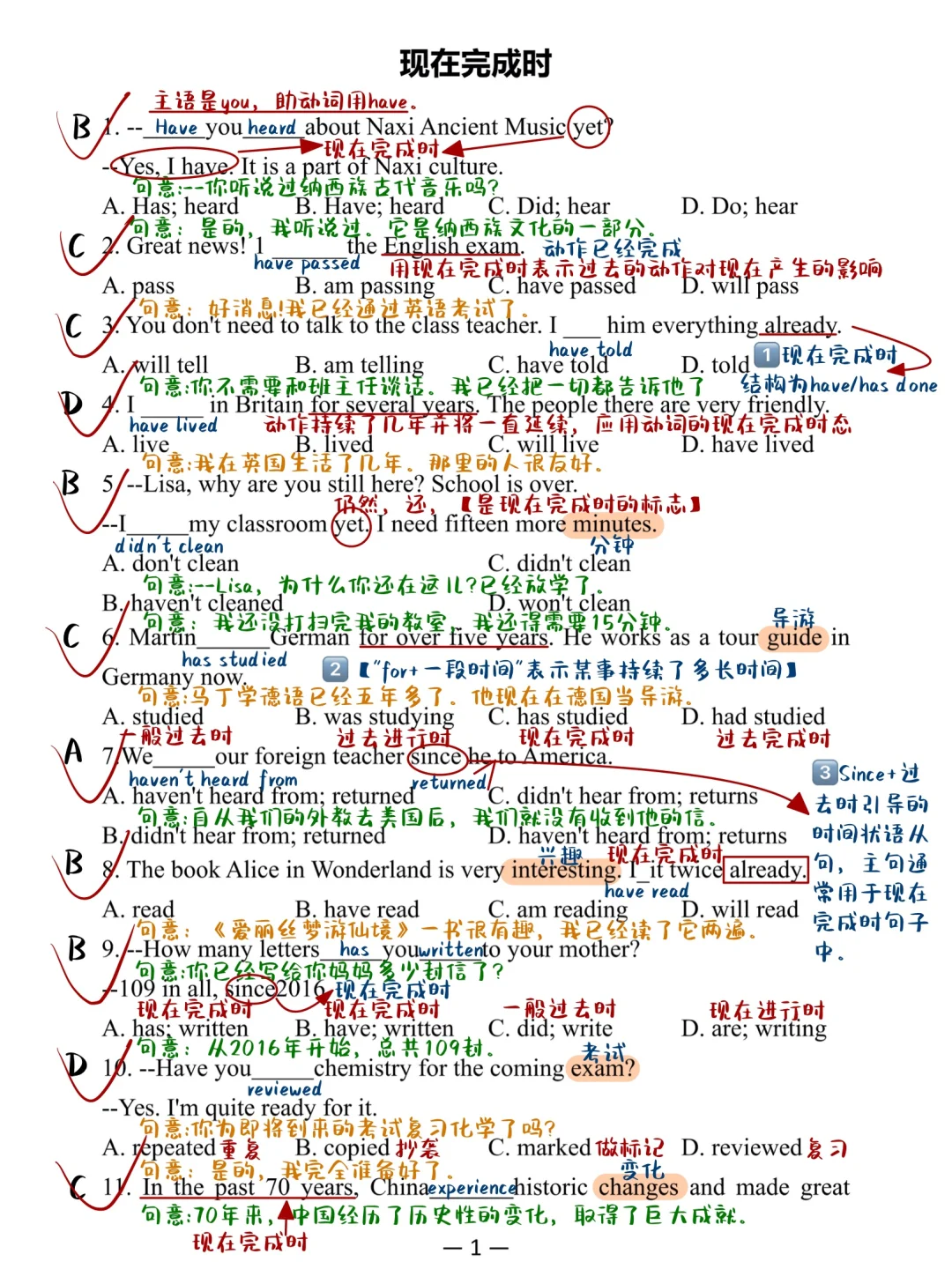 不刷后悔系列！2页搞定现在完成时！零基础冲！