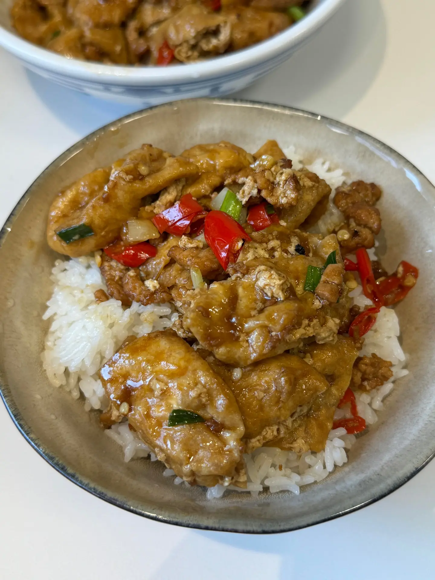 豆泡这样做也太下饭了吧！！！。超级好吃的豆腐泡焖肉，豆腐泡吸满了汤汁...