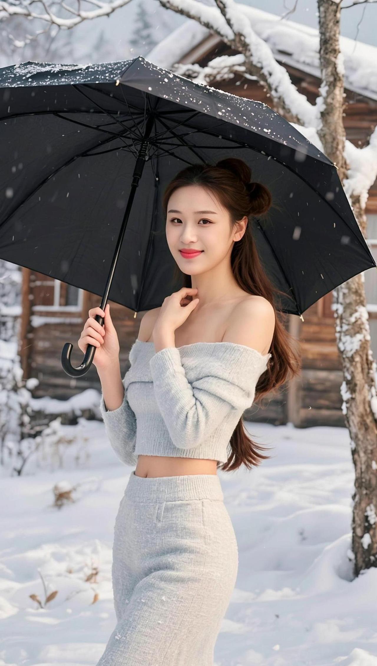 这把伞是不是以为自己是女主角的专属道具，天天在雪地里摆拍？别人撑伞是为了避雨，我