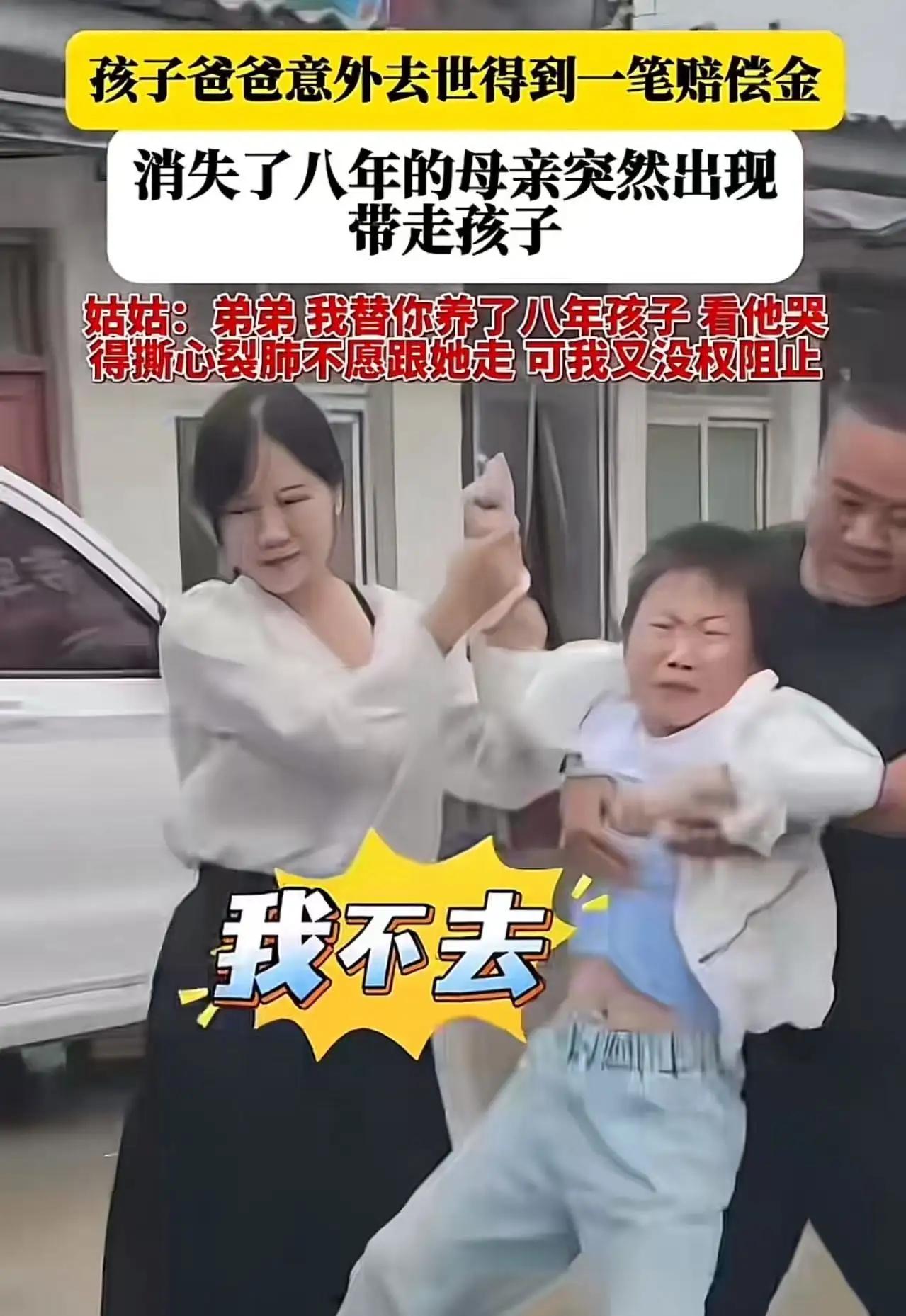 孩子爸爸意外去世得到一笔赔偿金，消失了八年的母亲突然出现带走孩子！姑姑icon：