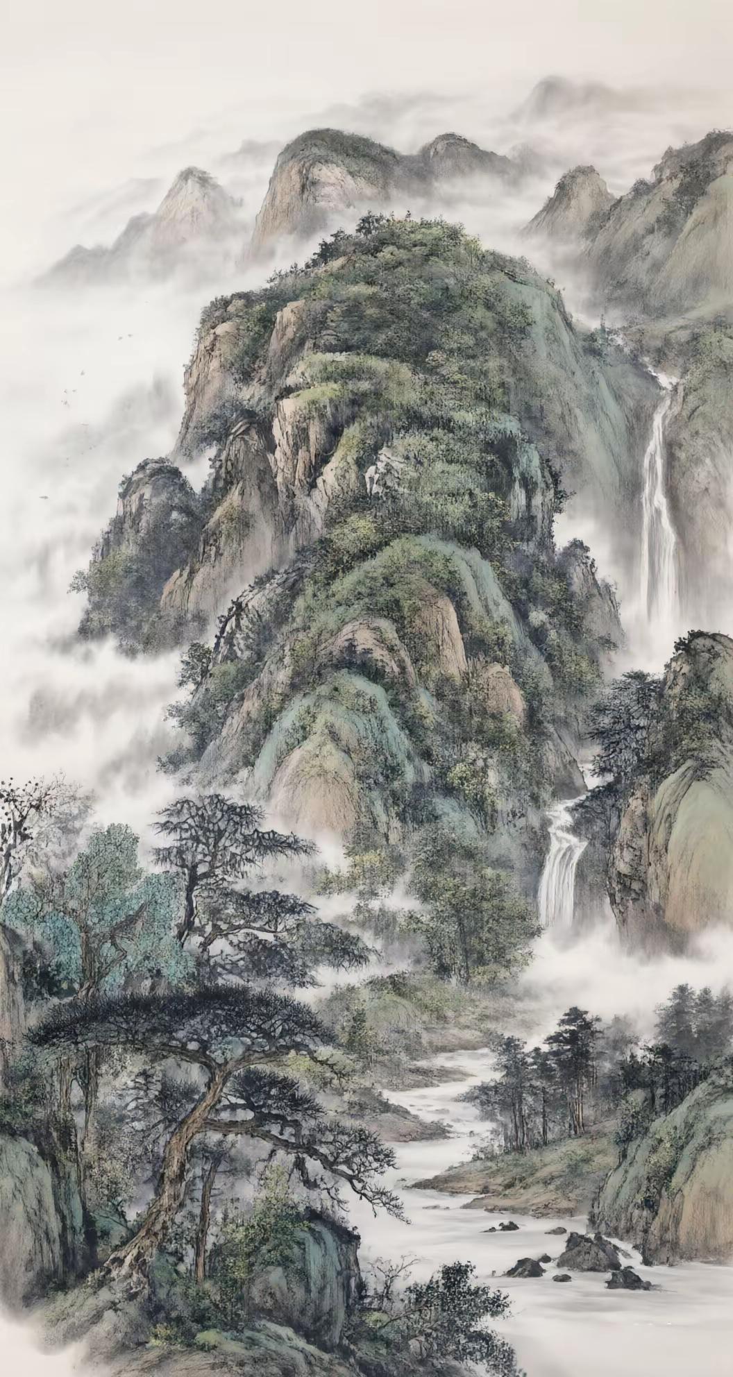 青山流泉。国画山水创作者中心 创作灵感 国画专业 山水写意