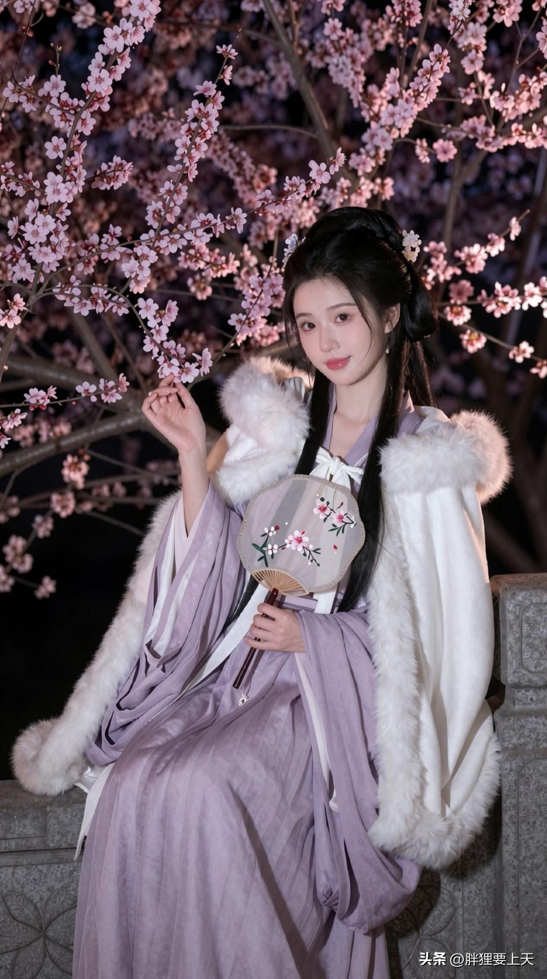 樱花落尽春将暮，紫衫轻拂夜风寒。美女人像群 高清美女 高雅气质美女 古风