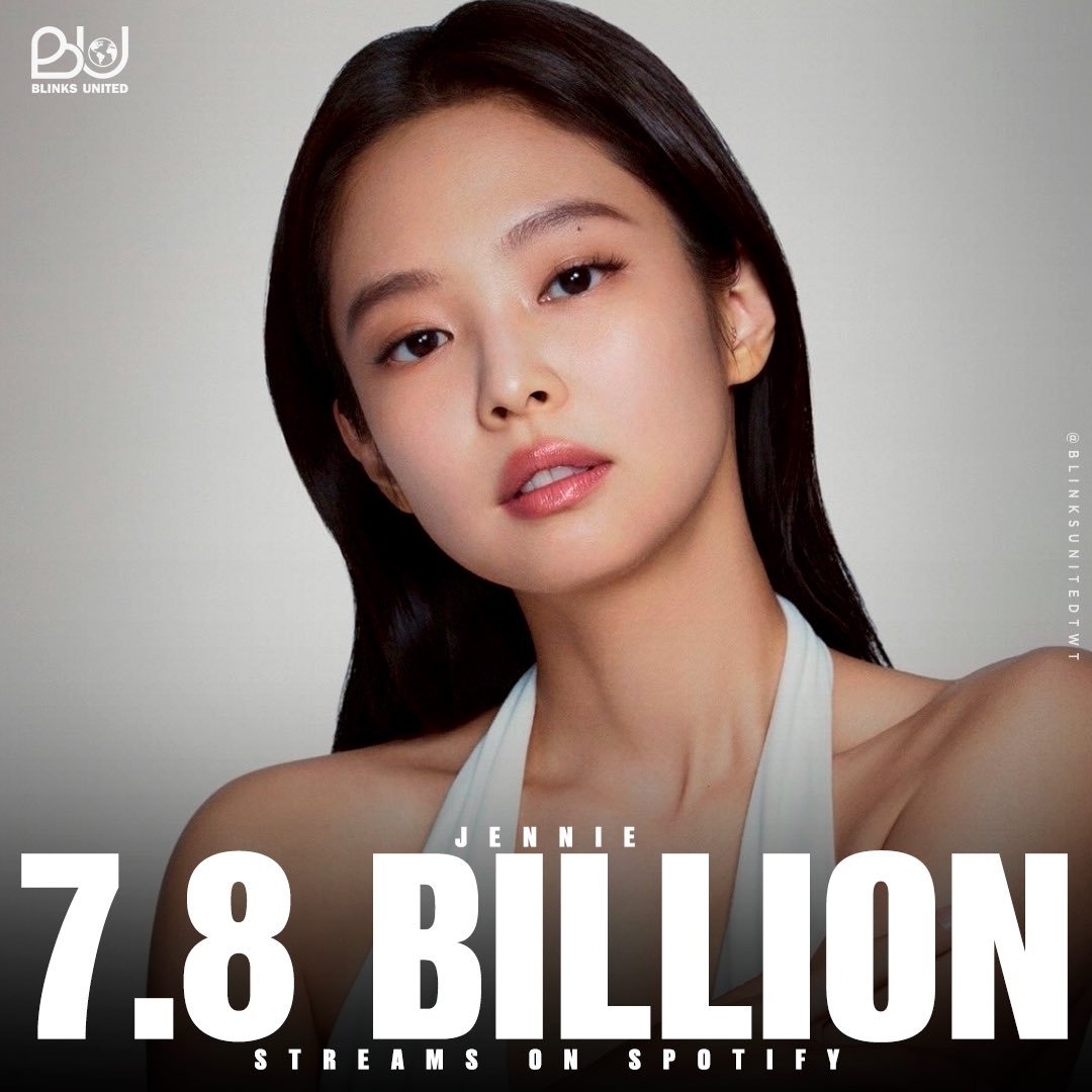 JENNIESpotify总流媒突破7️⃣8️⃣亿🎉成为历史第一且唯一达成的K