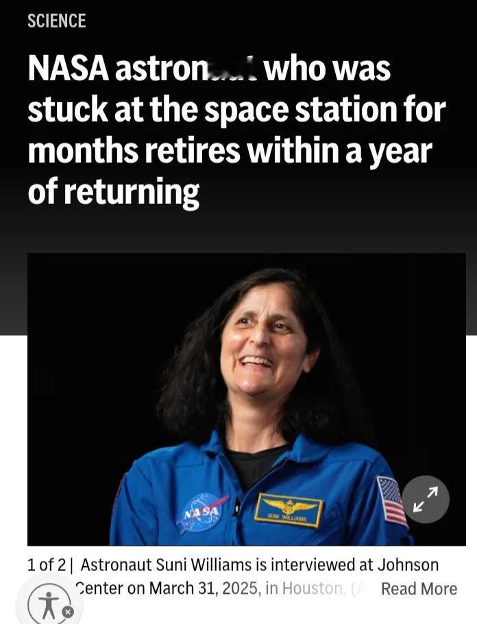 据美联社报道称，NASA（美国宇航局）的苏尼·威廉姆斯——两名在国际空间站滞留数