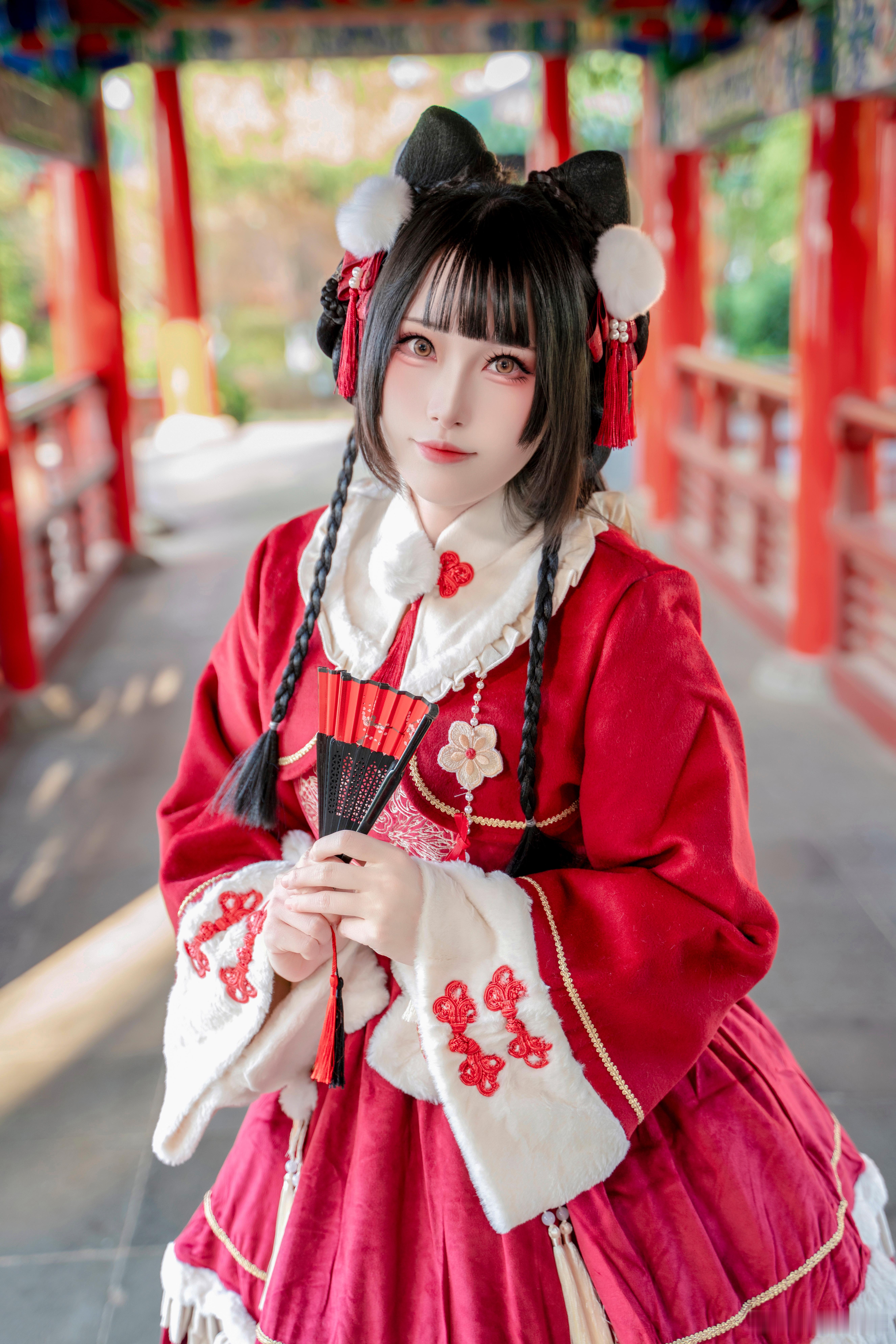 以红裳为信，托明月遥寄。愿团圆时光，如昼长明。 国风 小裙子 中华风lolita