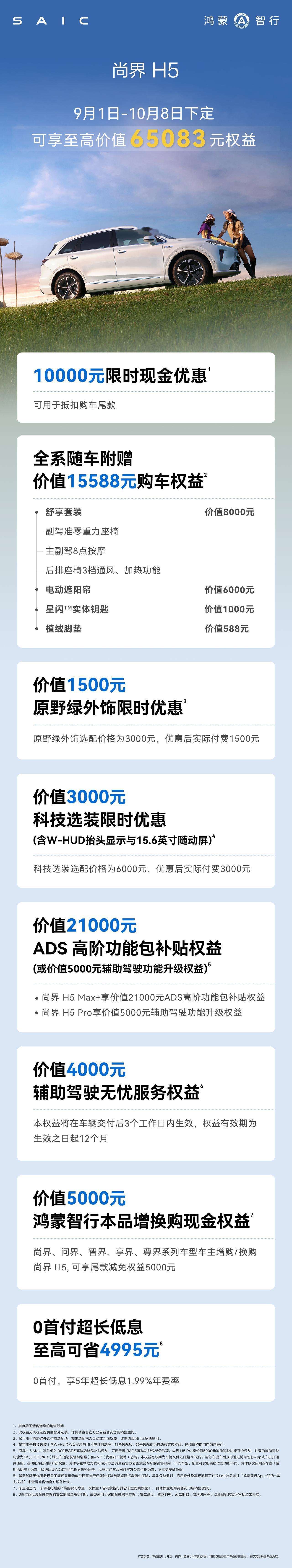 尚界H5购车权益来袭，9月1日-10月8日下定，可享至高价值65083元购车权益