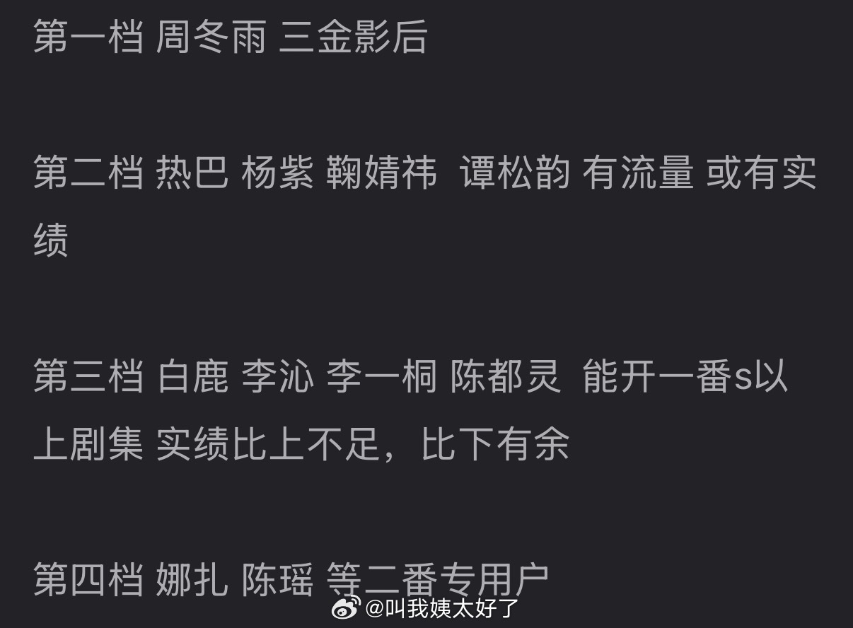 内娱90🌹排名🈶，大家认同吗？ 