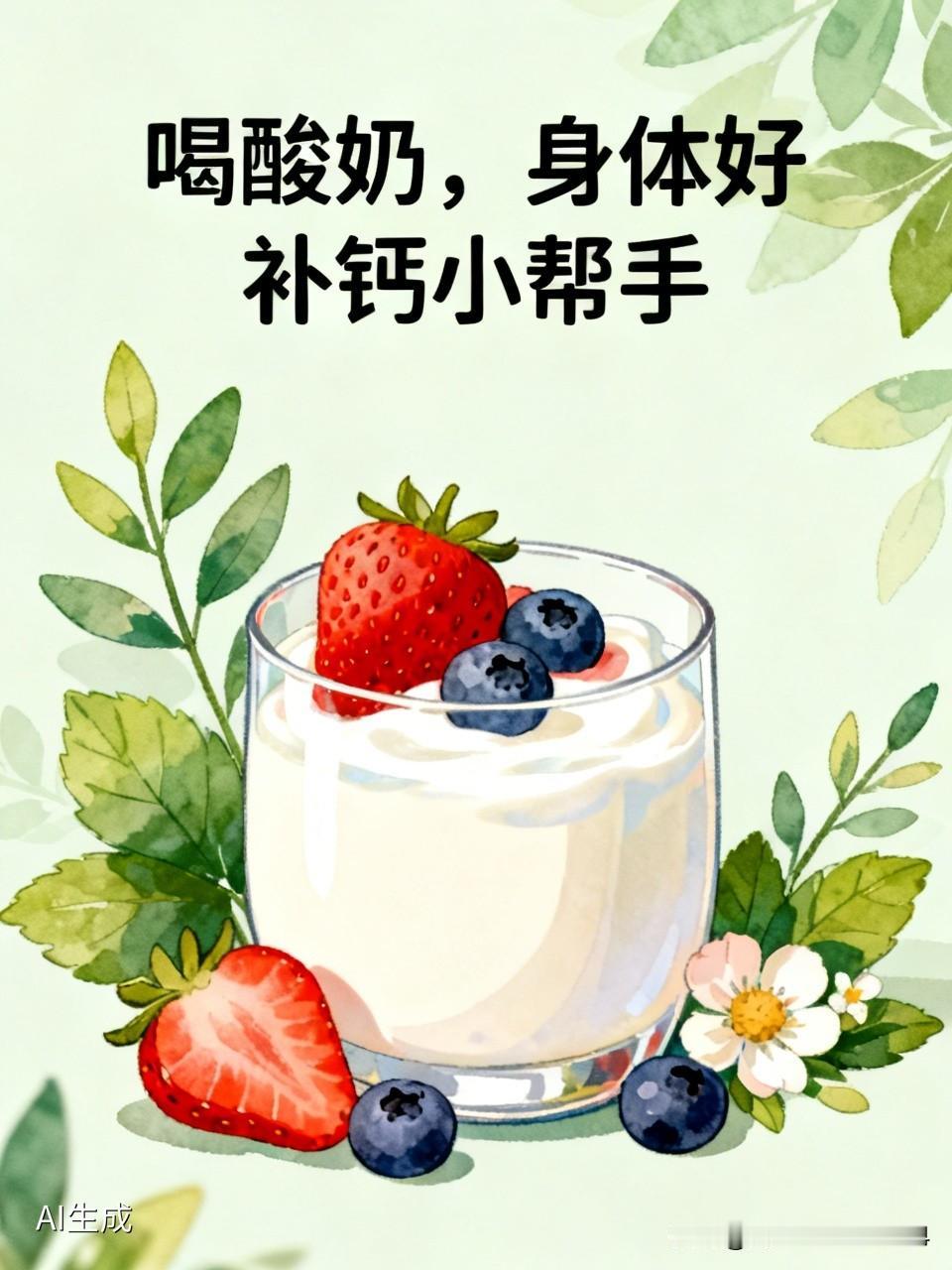 要喝酸奶身体好，
补钙作用可不小，
天天坚持经常喝！