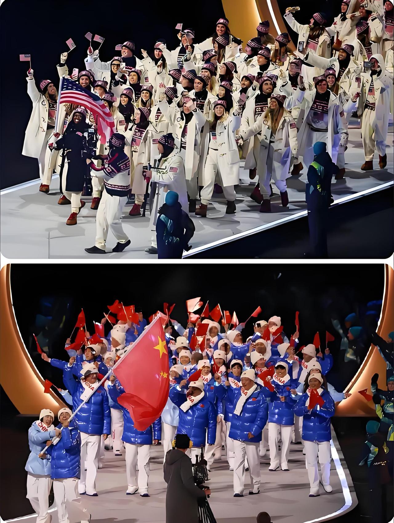 现在的世界，什么事情都要将中美对比一下……

拿刚刚开幕的意大利冬奥会开幕式入场