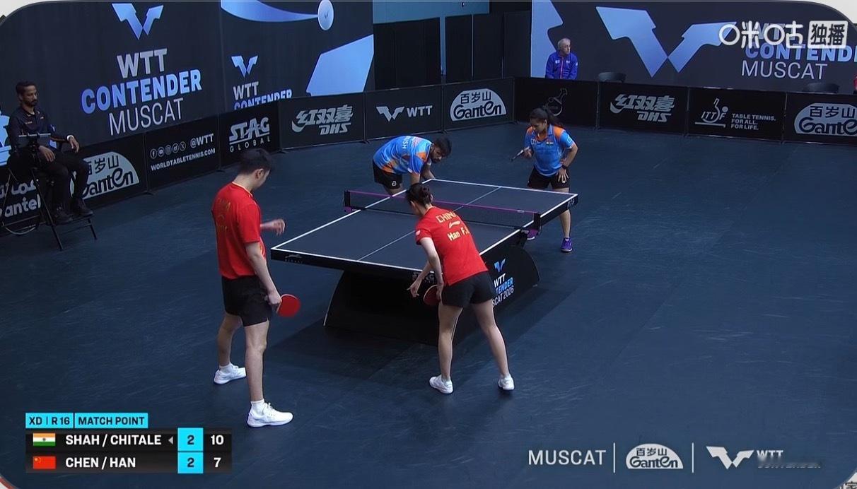 2026wtt马斯喀特挑战赛混合双打16-8陈垣宇/韩菲儿2-3玛努什/塔卡（9
