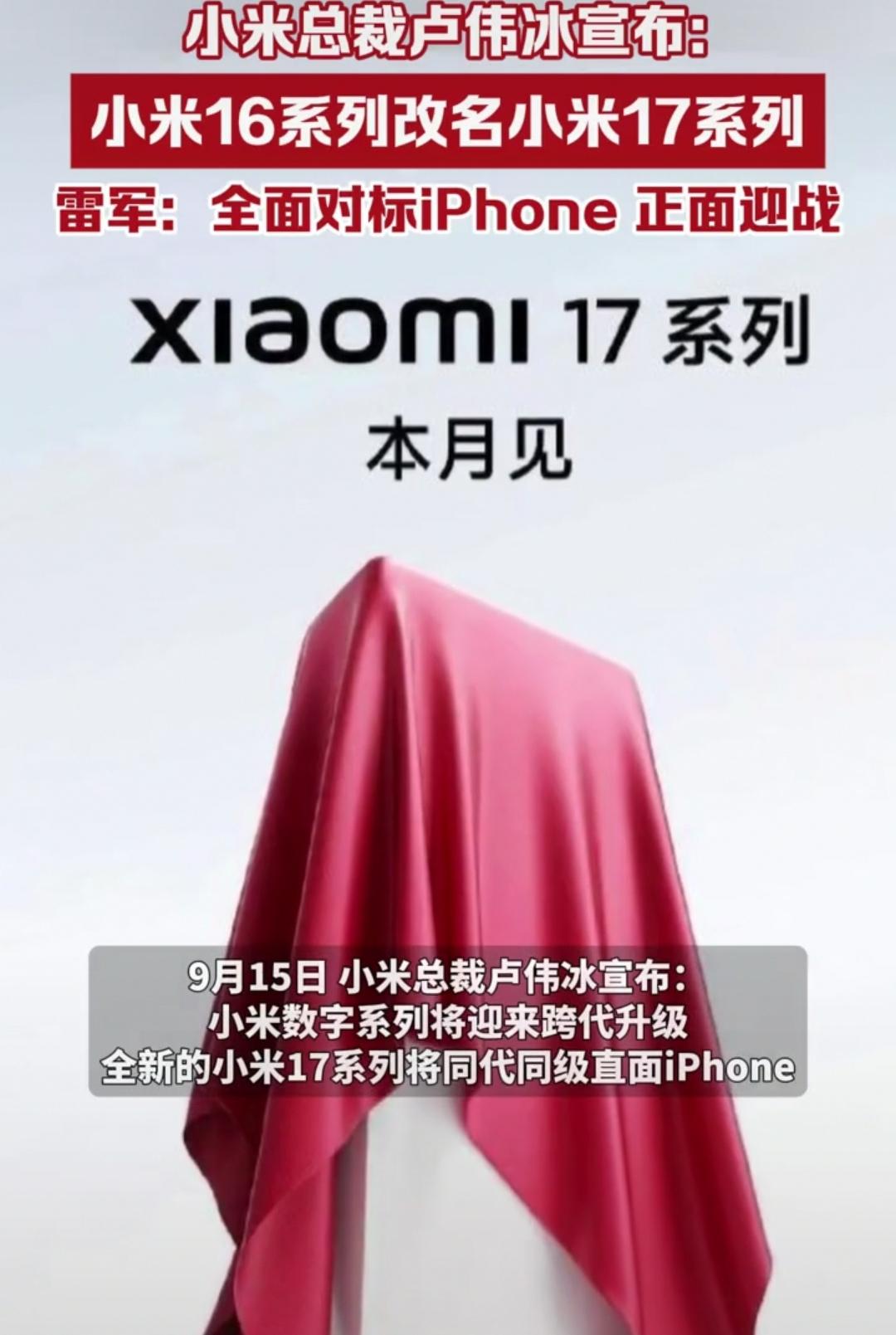雷布斯还是有创意，16直接改17。