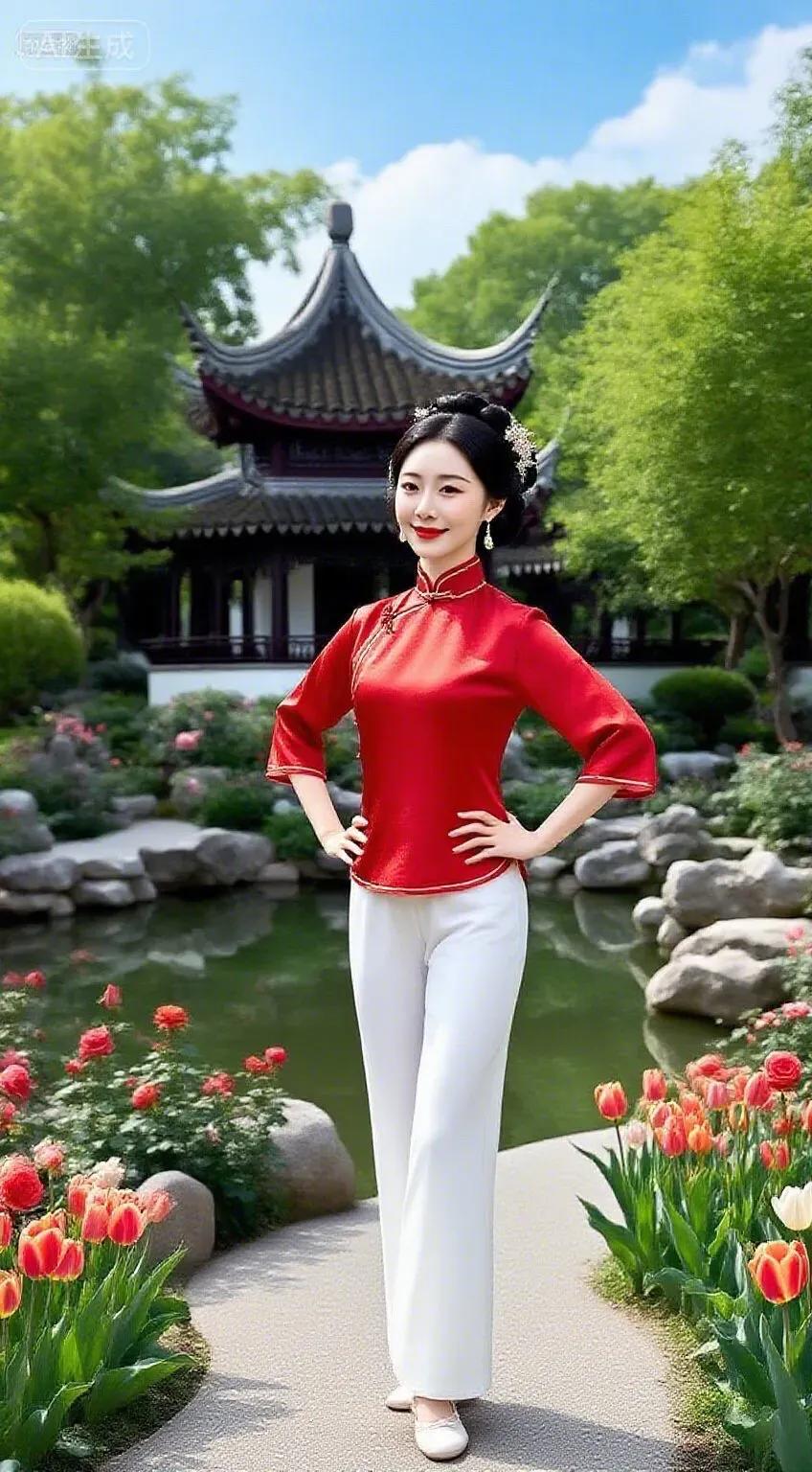 公园练功，一招一式颇象老戏骨。