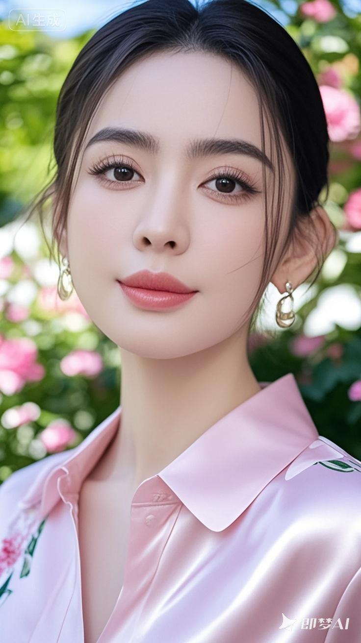 温柔粉嫩，花海中的甜美少女