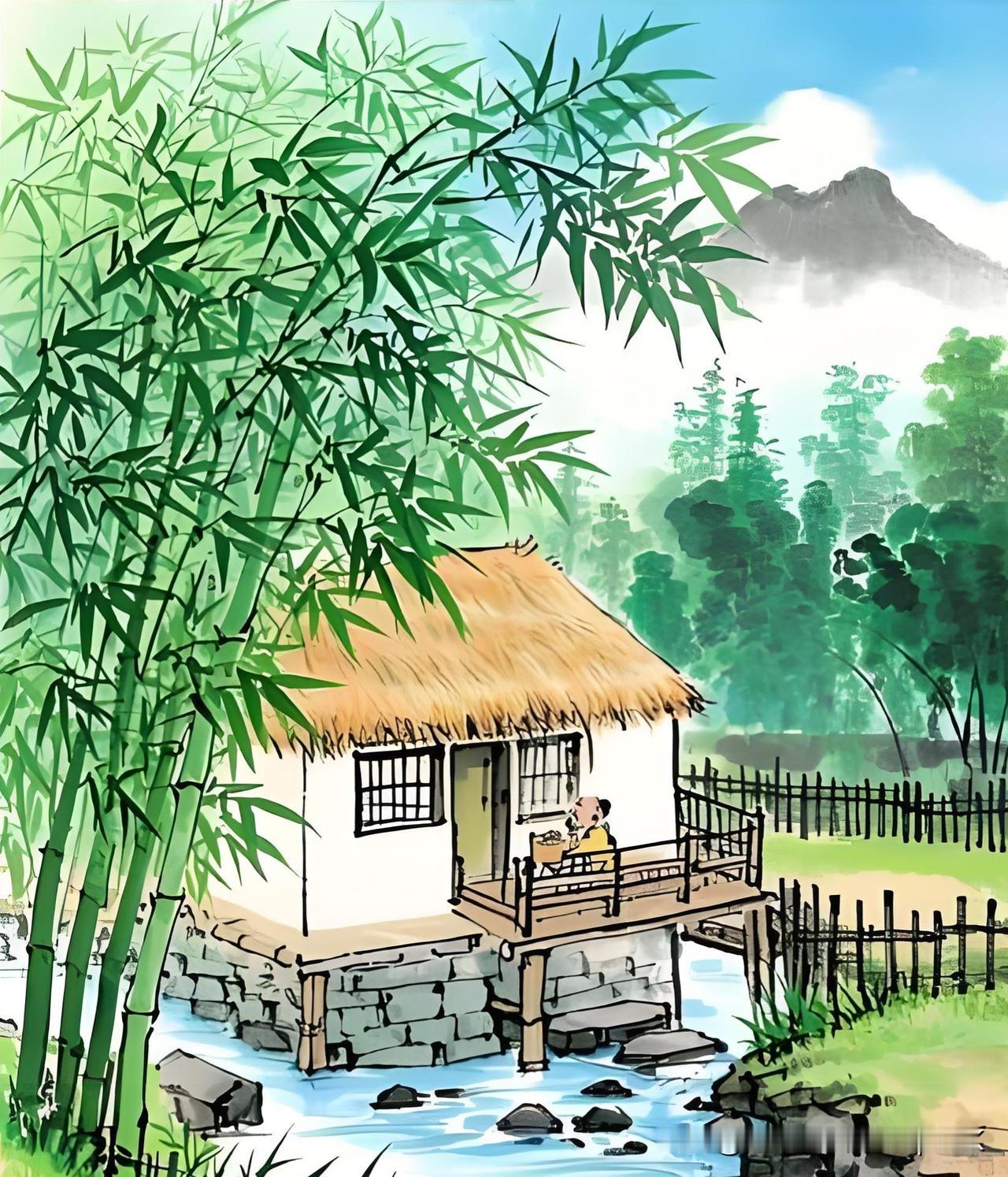 《喜晴》
——宋·范成大
窗间梅熟落蒂，
墙下笋成出林。
连雨不知春去，
一晴方