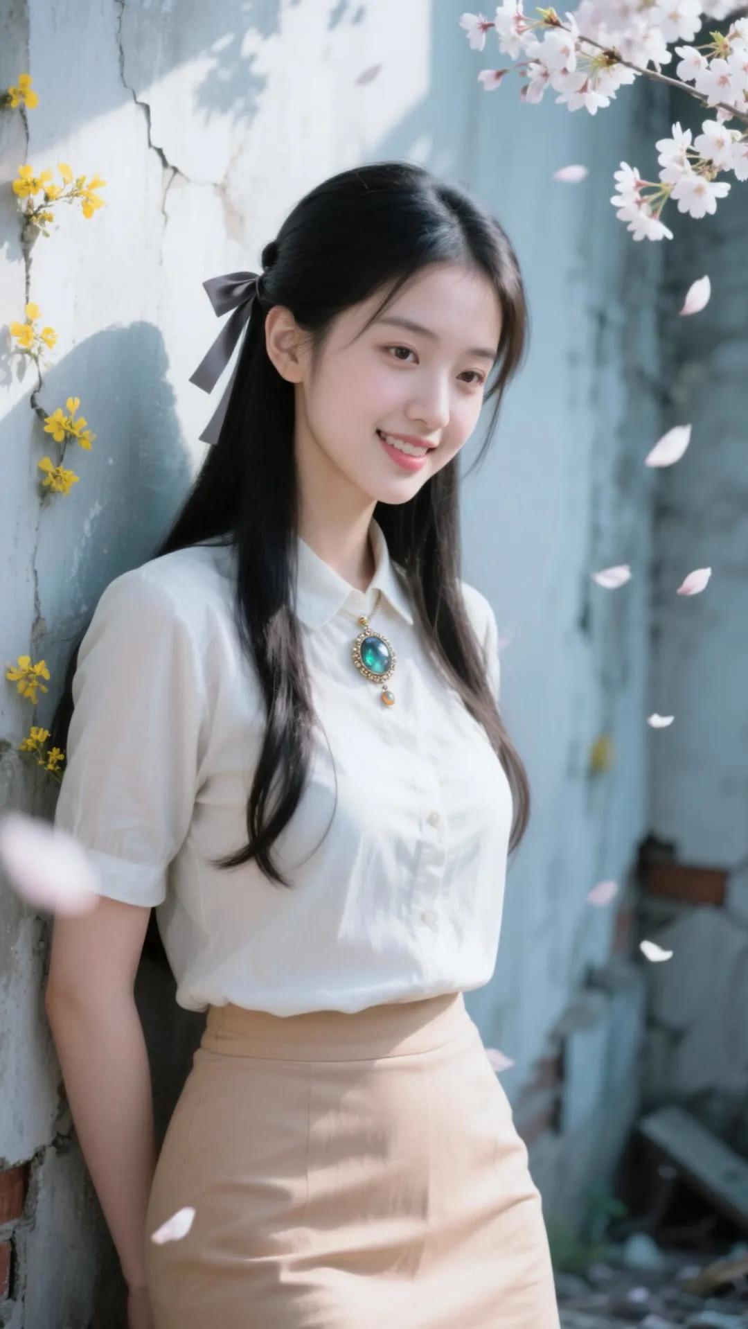 春日少女风，粉樱与白衬衫的浪漫邂逅🌸💚