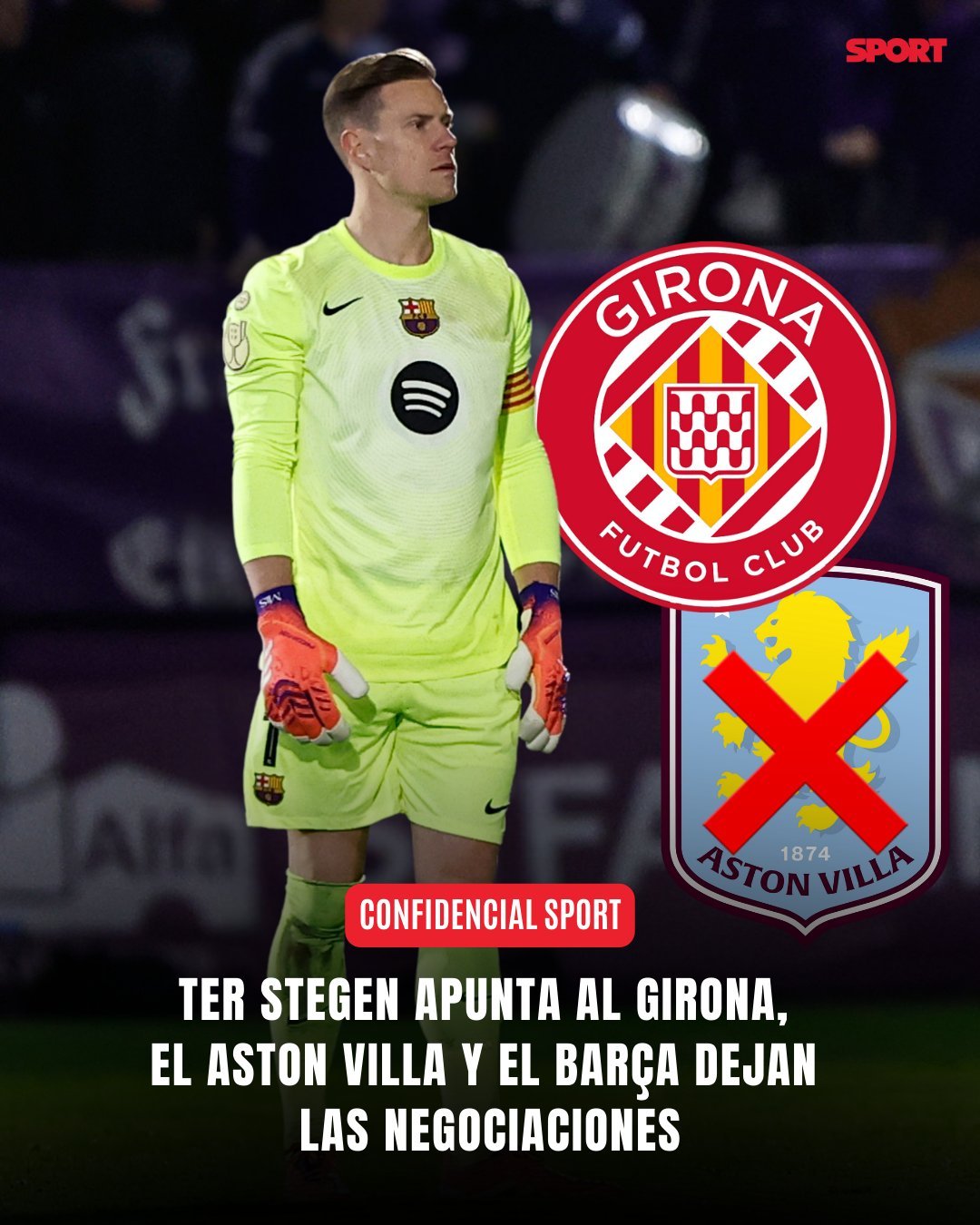 每体：特尔施特根即将加盟赫罗纳🚨🔴✖阿斯顿维拉和巴塞罗那之间的关系非常好，但