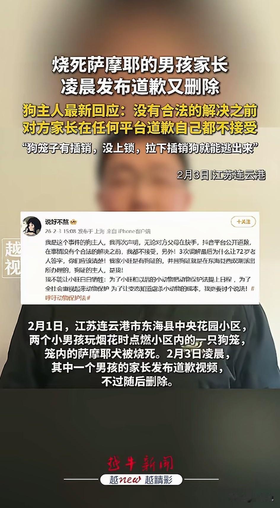小孩烧死了一条狗，除了道歉赔偿之外，还有什么法律条款能执行处罚吗？

这两天相信