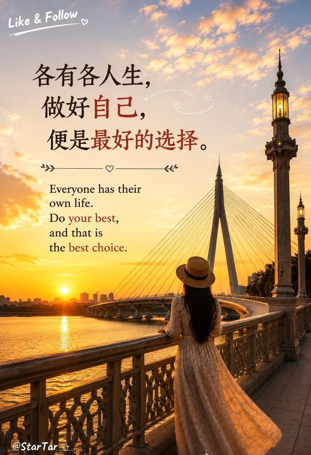 各有各人生，做好自己，便是最好的选择。 ​​​