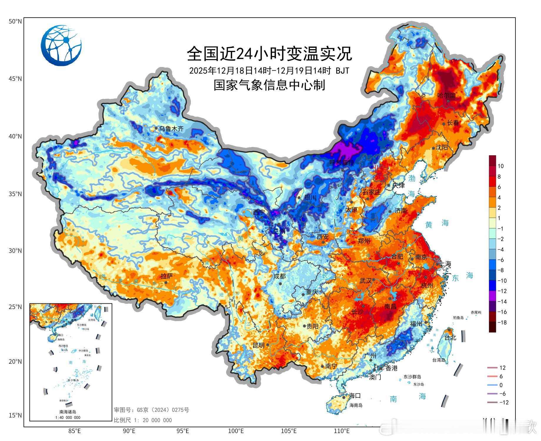 【冷暖分化】今天因为冷空气影响，甘肃宁夏内蒙古部分地区降温超10℃，内蒙古朱日和