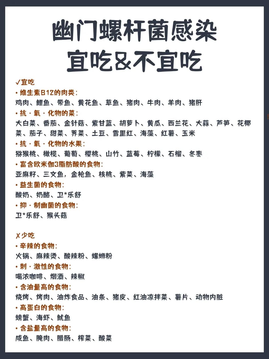 幽门螺杆菌感染‼️宜吃&不宜吃
