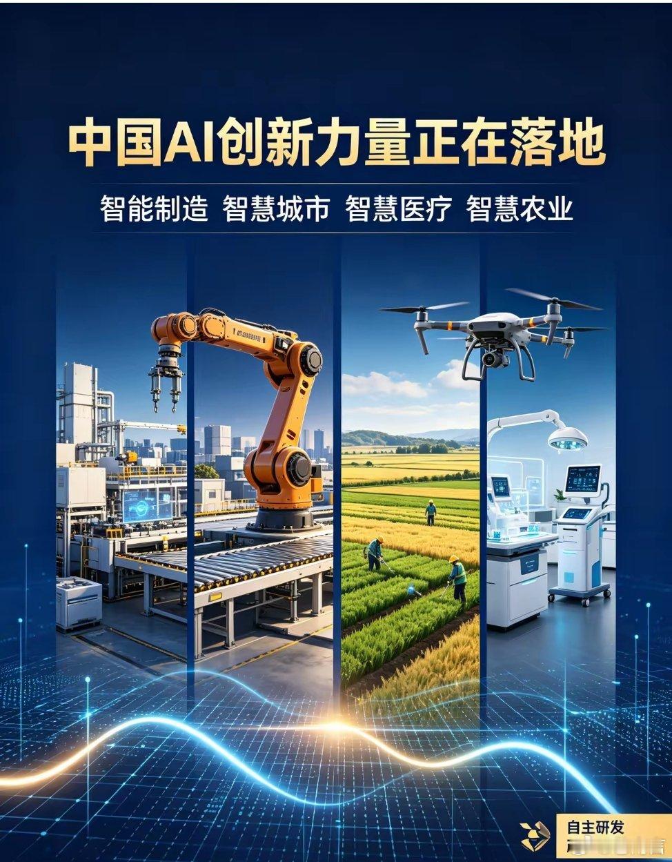 中国开辟AI发展新路径如今我国AI核心产业规模突破1.2万亿元，全球六成AI专利