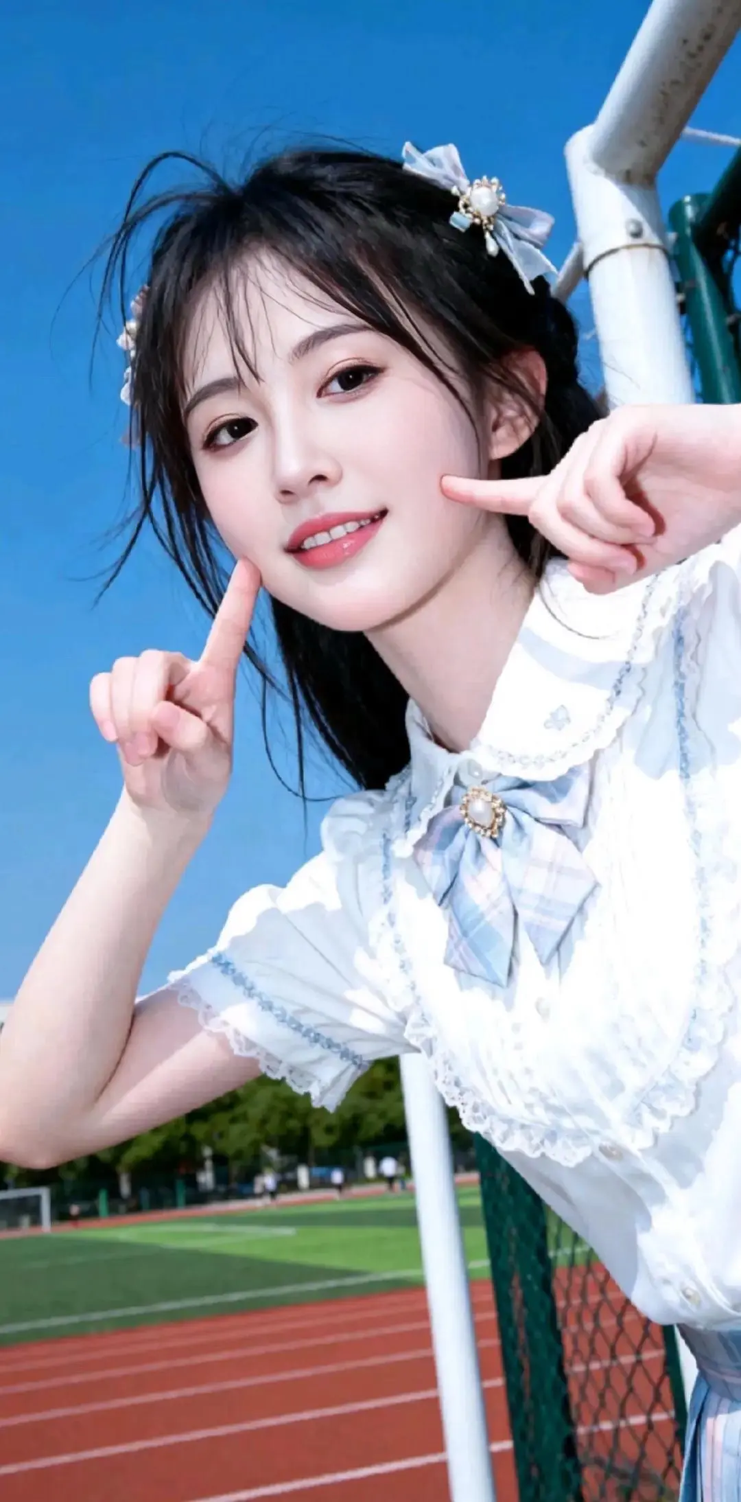 元气校园风。      操场的风都是甜的、这套JK也太有青春感了吧！！！