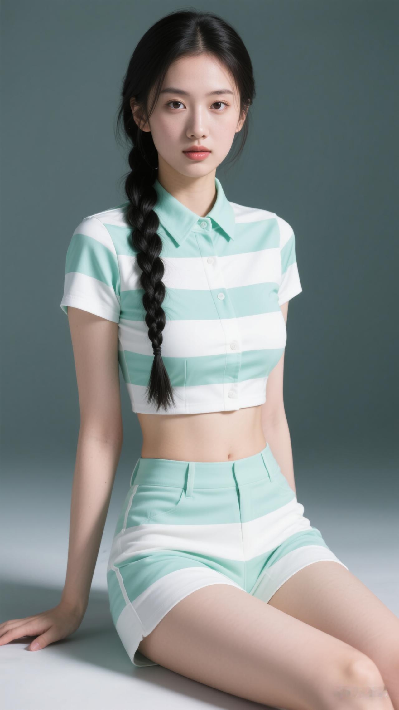 清新夏日穿搭，条纹短袖+短裤，少女感十足！🌞👗👗简约上衣配短裤 夏的小清新