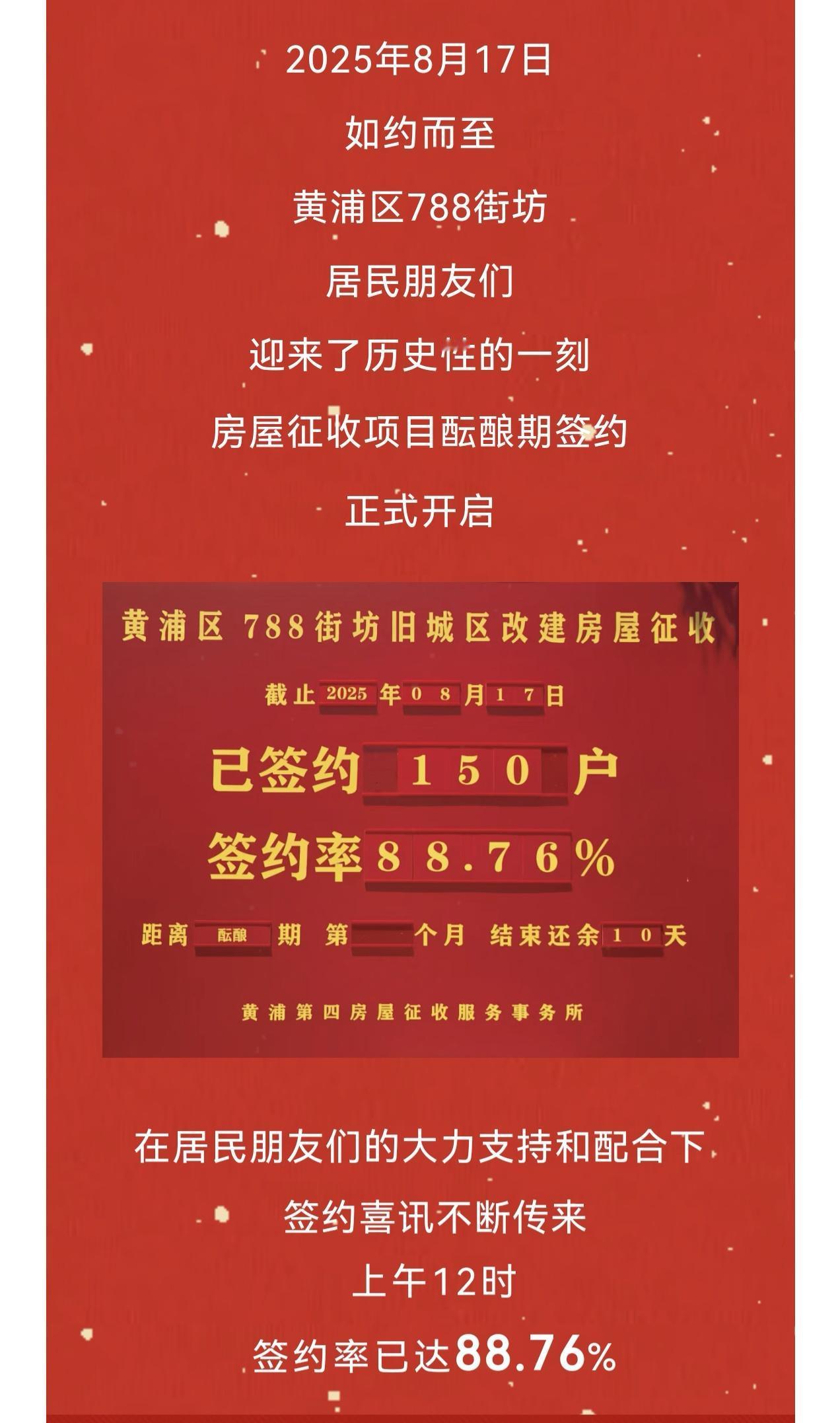 朋友们，黄浦区零星地块旧改征收又有好消息传来啦！

就在今天中午黄浦区788街坊