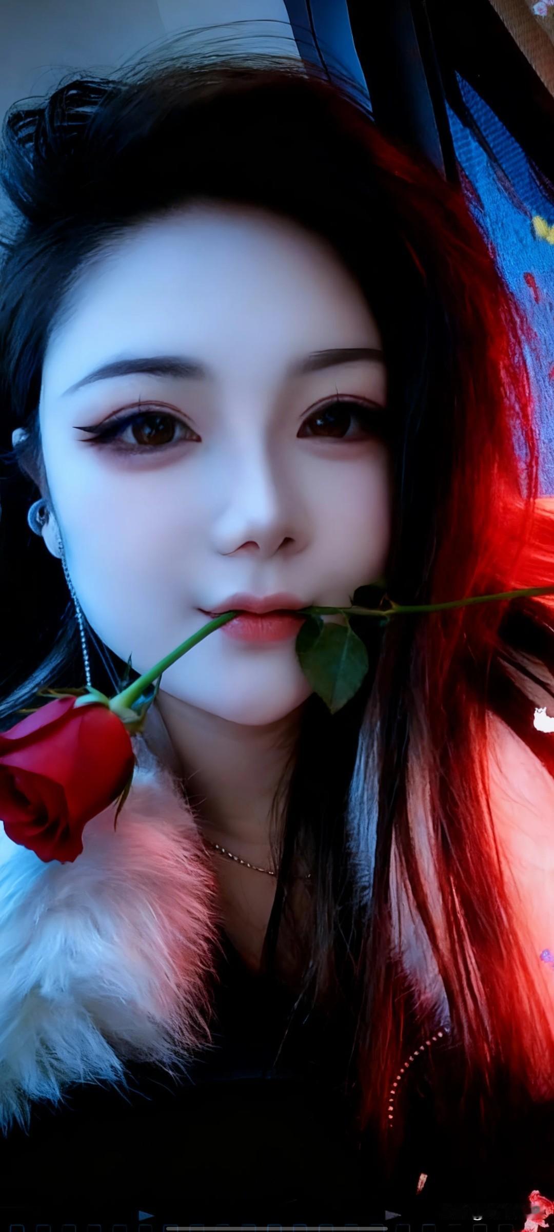 少女肖像，脸部特写，电影质感，暗黑风格，少女聚焦眼睛，冷白皮漫感质感的光滑皮肤，