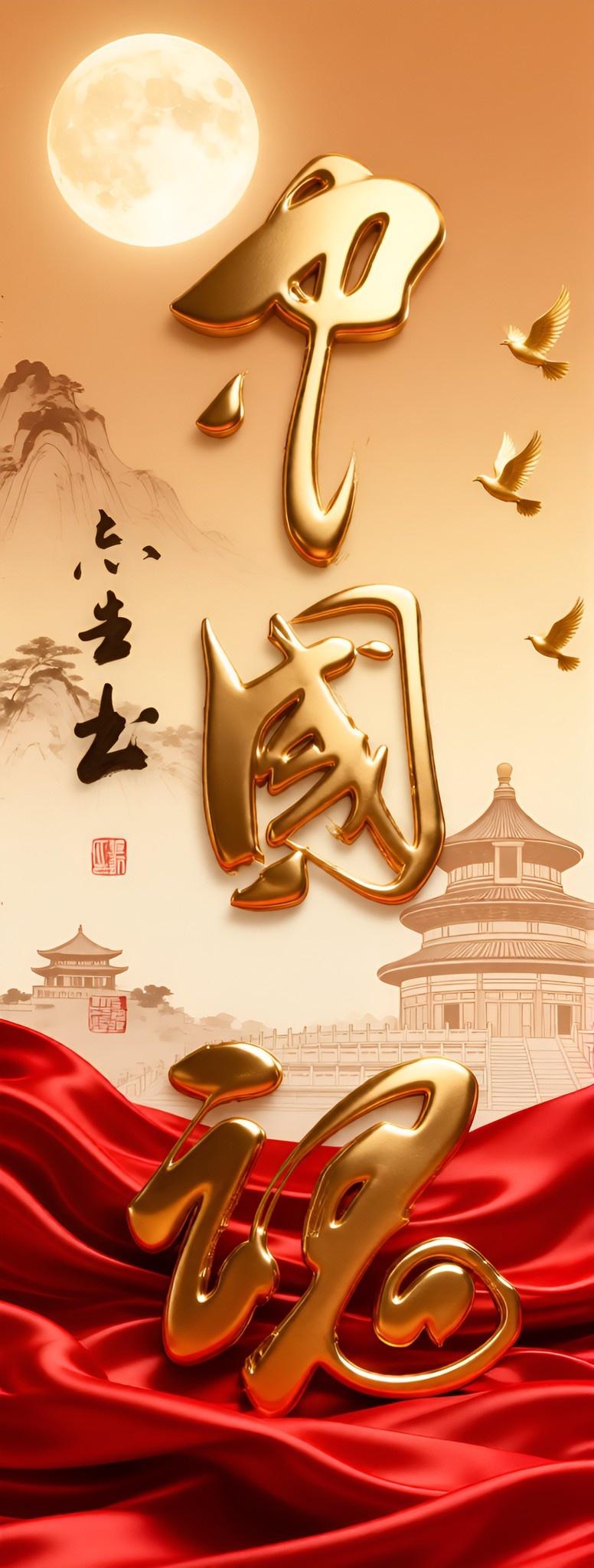 写字是我的一种生活习惯：中国魂。庆祝中华人民共和国成立77周年。
