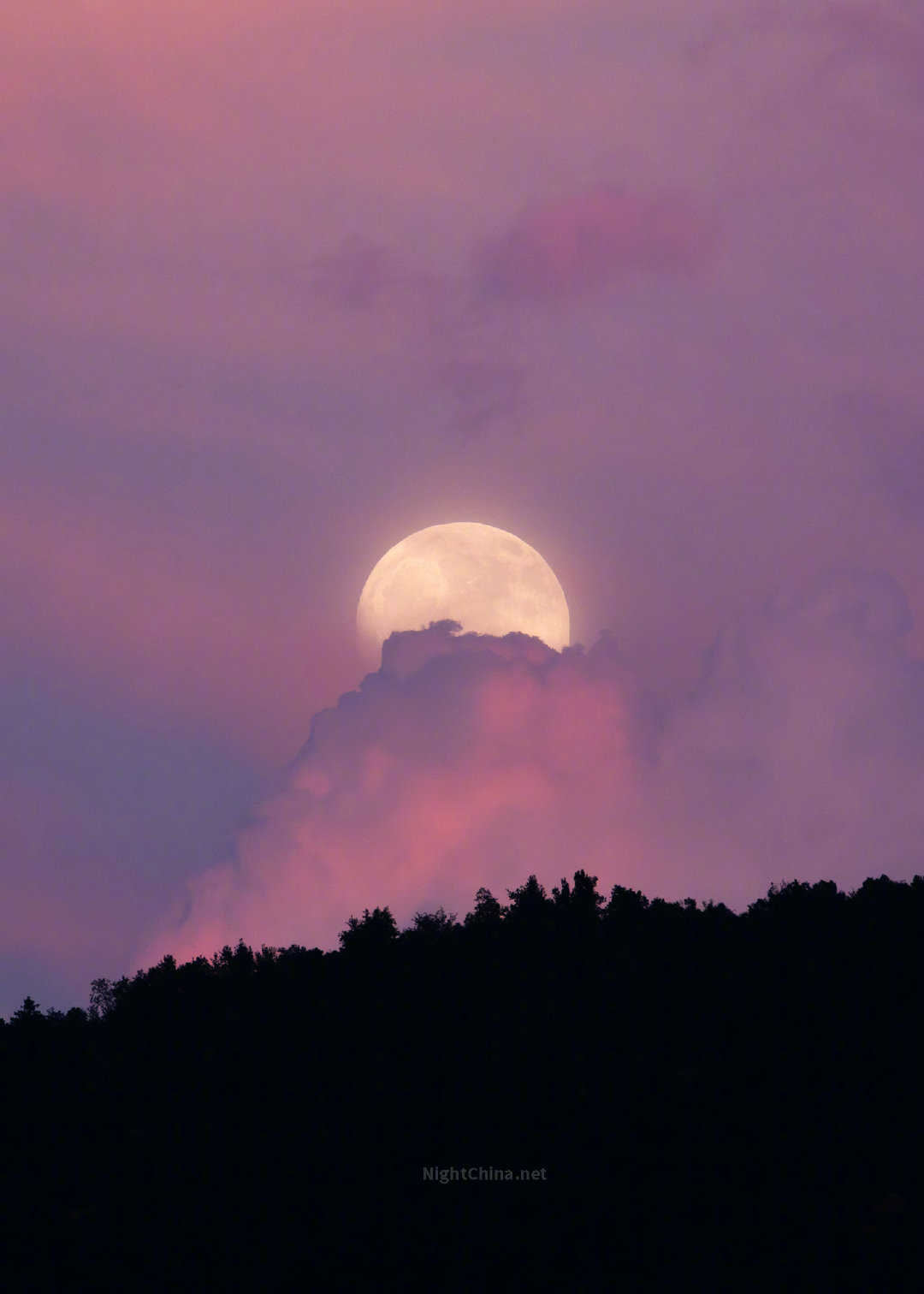 待白昼的喧嚣散尽，天幕垂下最后一缕霞光。浓积云如绽开的绒絮，托起一颗温润如玉的明