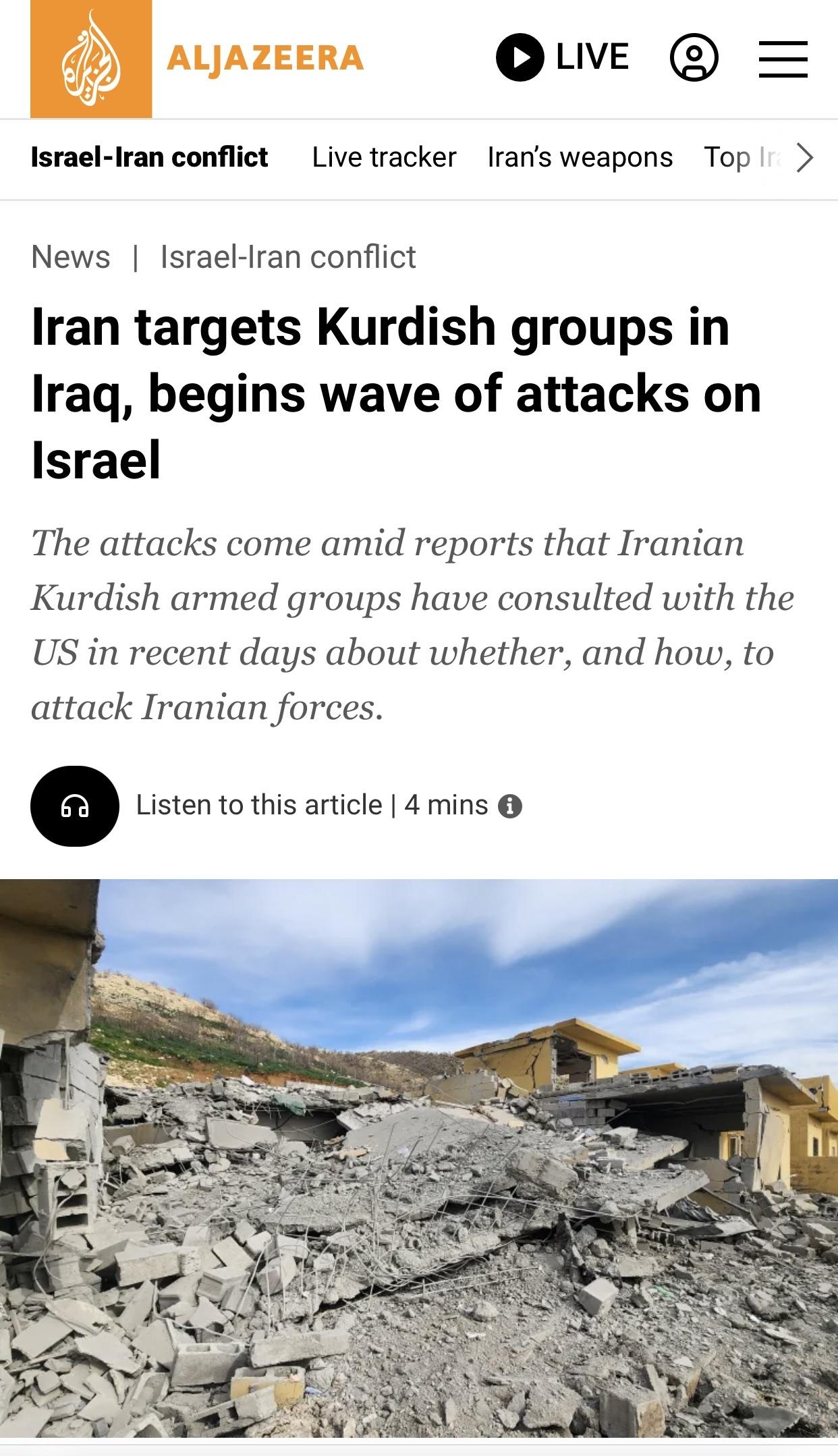 半岛电视台：伊朗打击伊拉克境内的”库尔德反伊朗分离主义武装”

卡塔尔半岛电视台