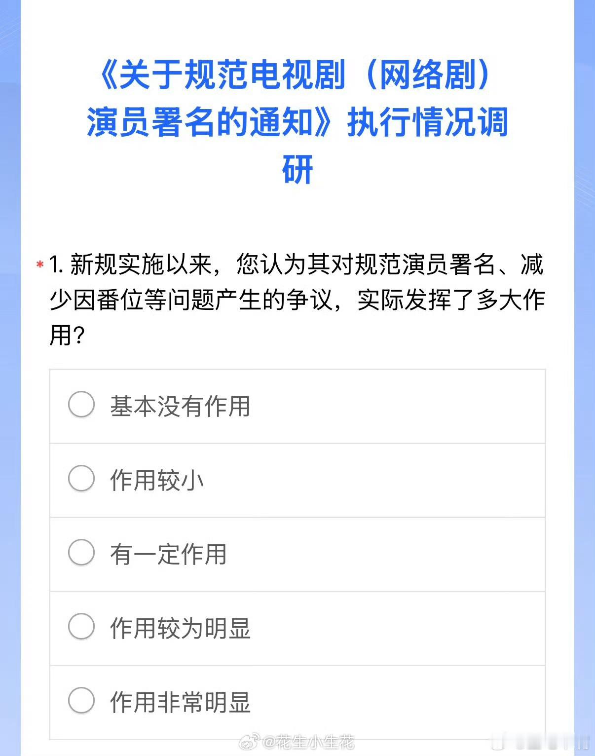 演员署名规范调研新规出来那时，本嘴曾说过明年会取消。原因是署名顺序乱且没体现剧集