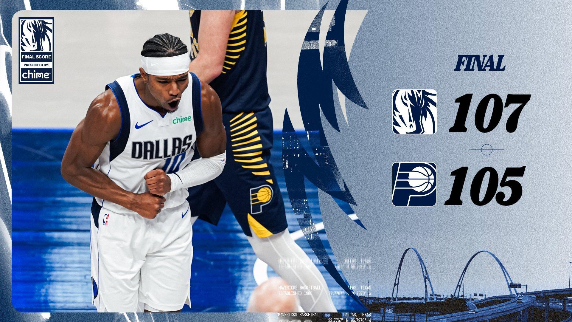 再次遭遇伤病的独行侠面对病友步行者，惊险取得赛季第二胜。今日 MVP：鲍威尔 1