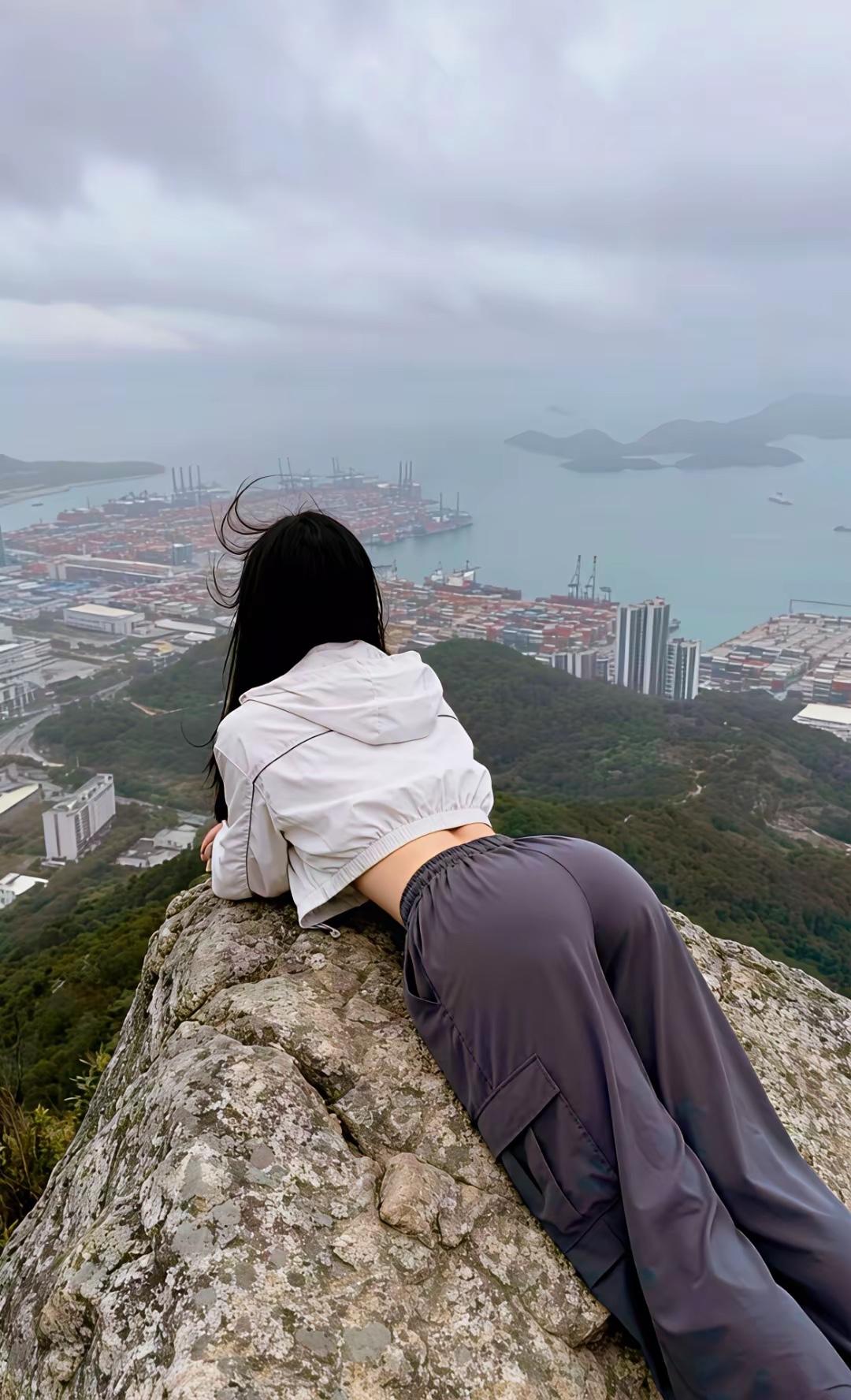 【梧桐山俯瞰】这就是大名鼎鼎的深圳梧桐山俯瞰盐田港的“神仙机位”。

左边就是亚