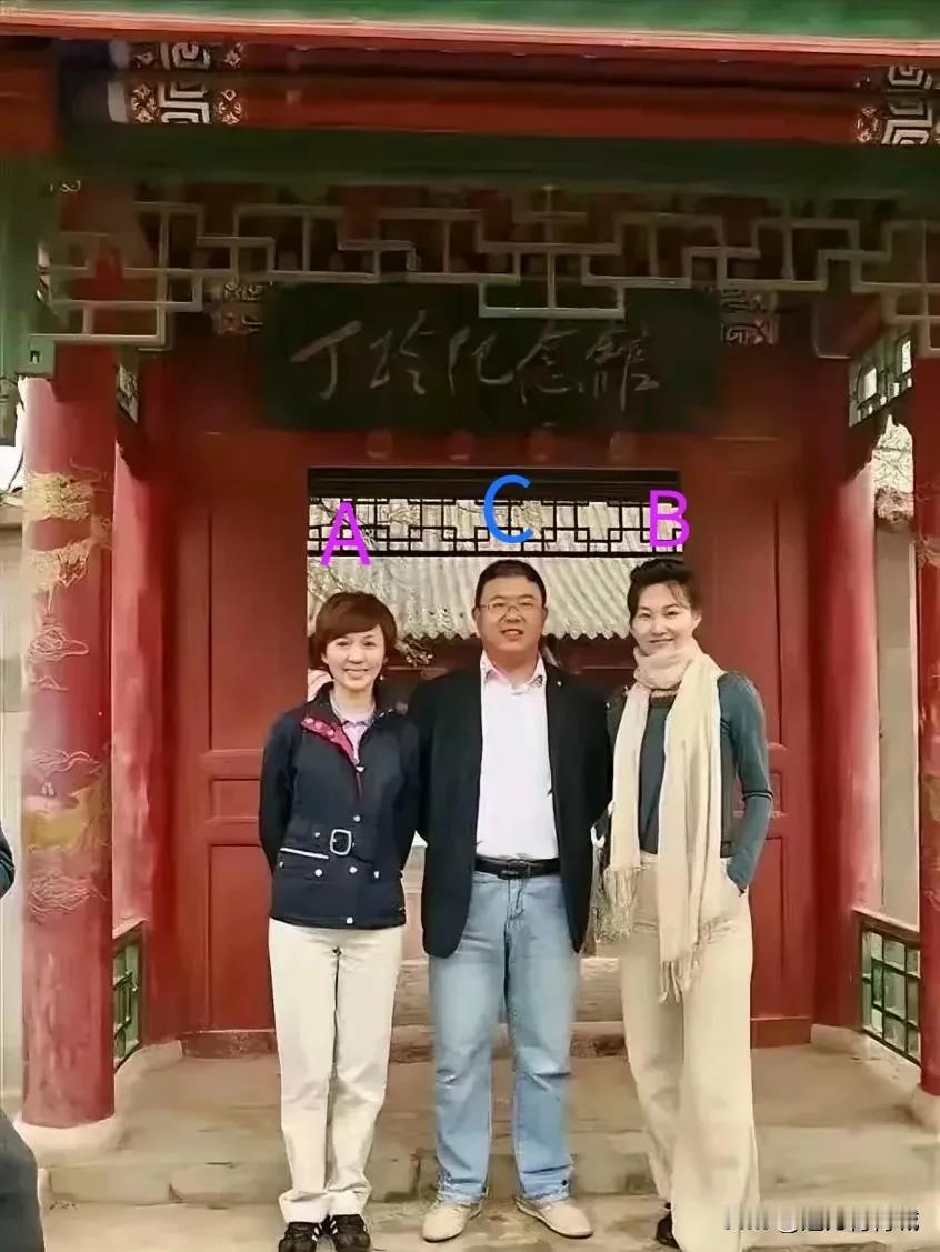 A：欧阳夏丹
B：李梓萌
C：C位这眼镜哥是何许人？竟然能在两位央视美女之间受宠