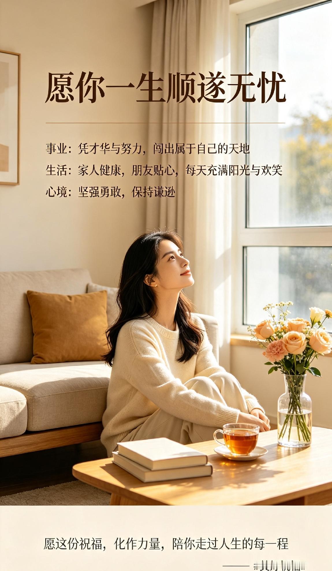 我想最美好的祝福，是愿你一生顺遂无忧，幸福常伴左右。在事业上，能凭借自身才华与努