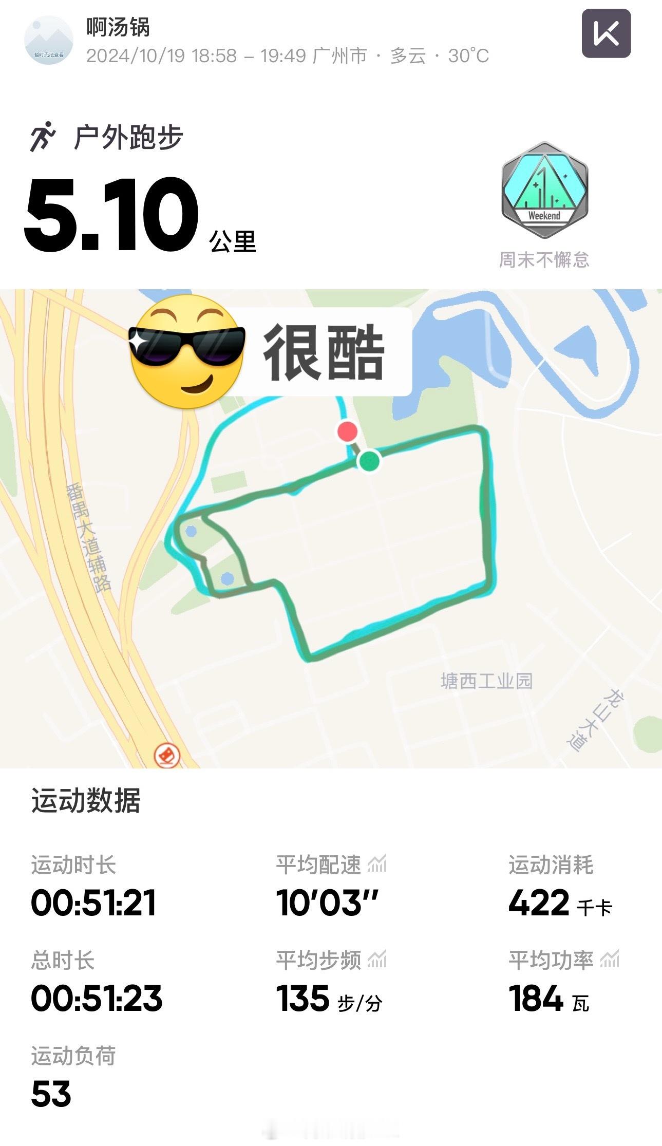 周末周一都不懈怠[嘻嘻]睡觉喽～～～[月亮]#跑步打卡[超话]##今日份运动打卡