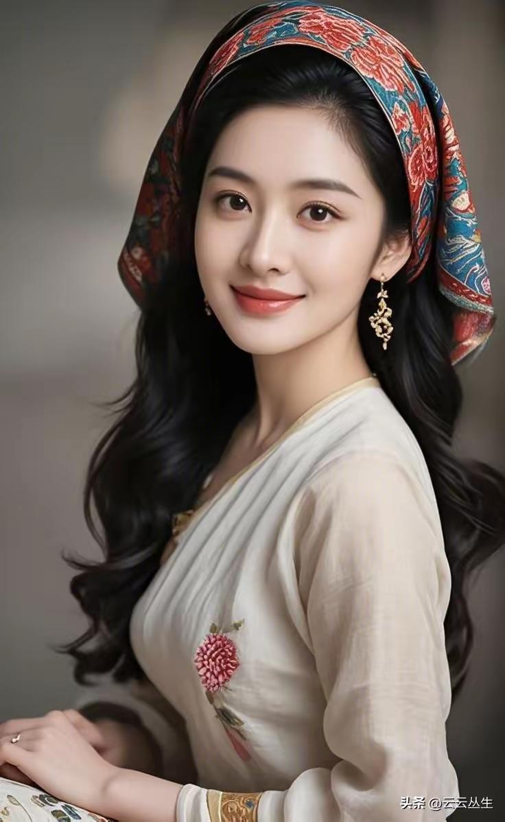 复古优雅，头巾与耳环的完美搭配，尽显东方古典美！