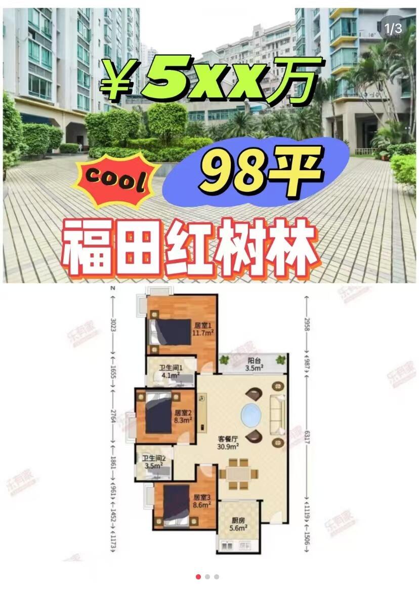 福田核心区域，大三房两卫，品质生活等你