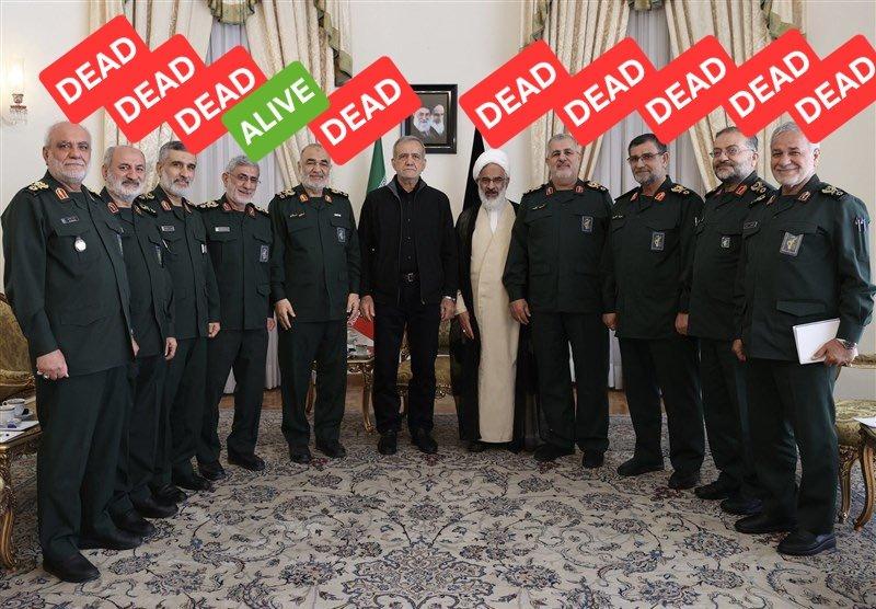 一张2025年3月伊朗总统马苏德·佩泽什基安会见伊朗伊斯兰革命卫队指挥官的照片，