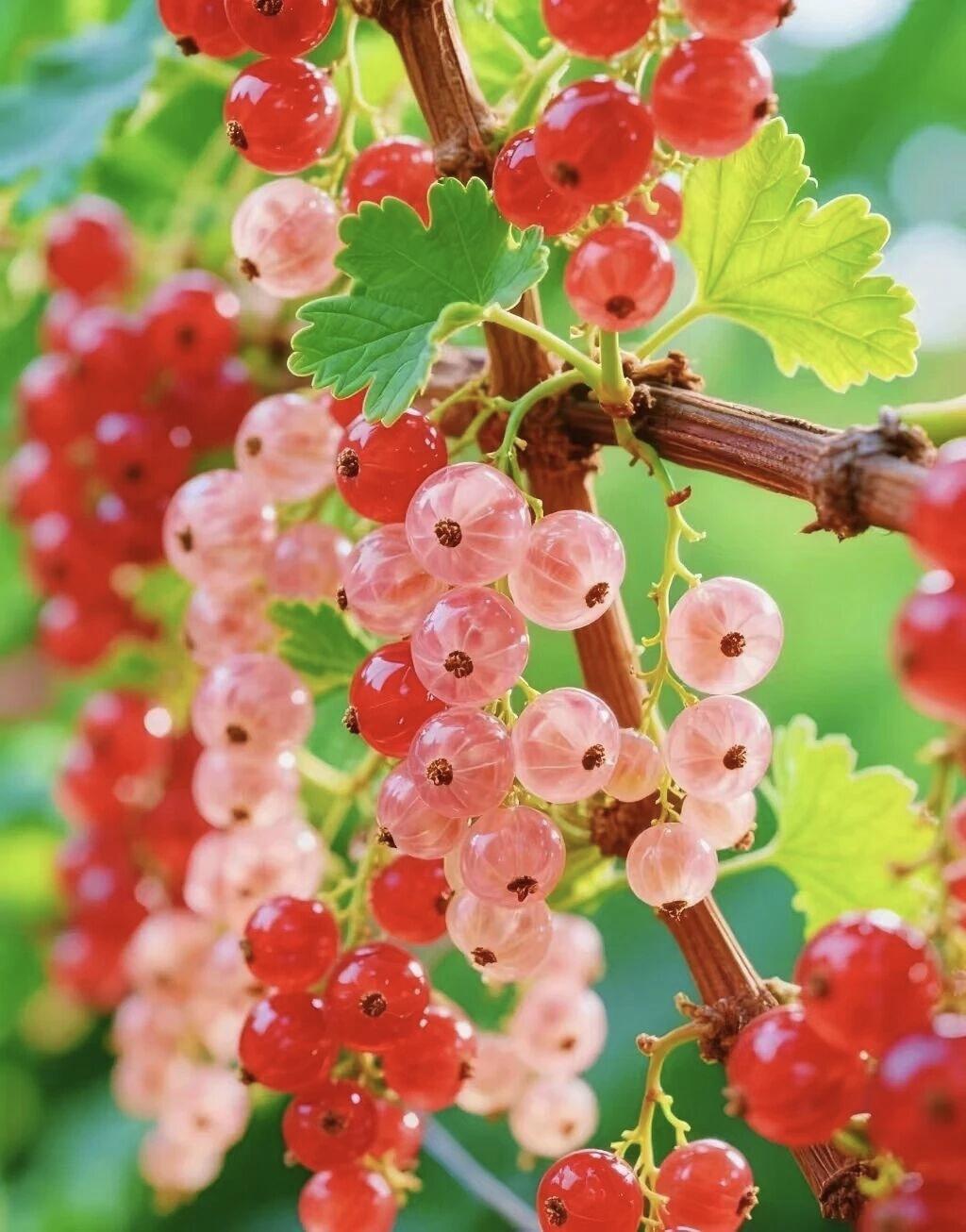 晒图笔记大赛这簇浆果是真实的红醋栗与白醋栗（鹅莓）的混合枝，并非AI生成。枝条上