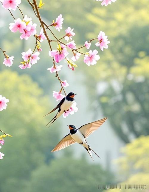 上联:枫谢菊残秋色老，
下联:桃红柳绿燕声新。