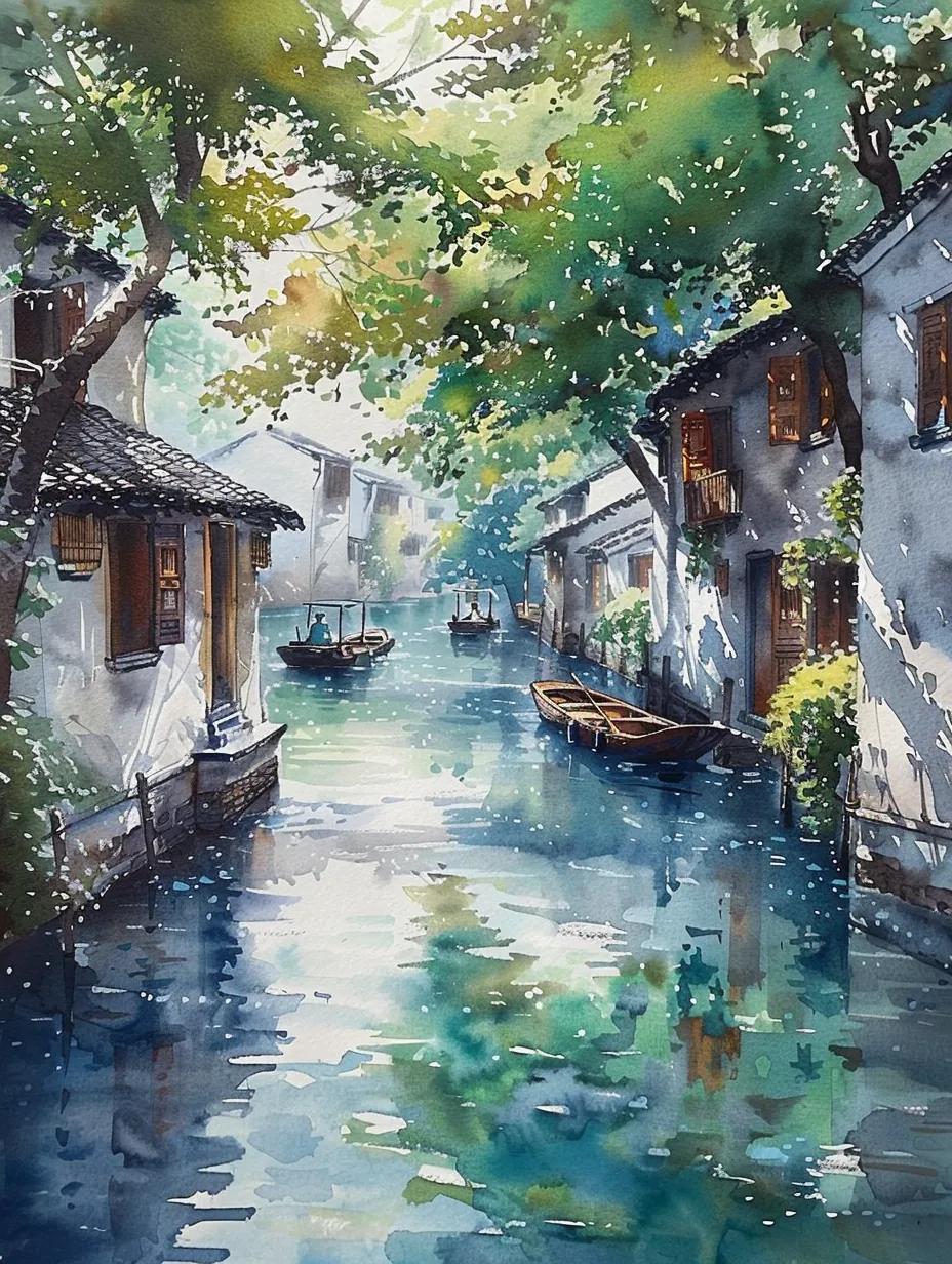 江南水乡的宁静与美丽，仿佛置身于世外桃源。🌿🚣‍♀️🏠O