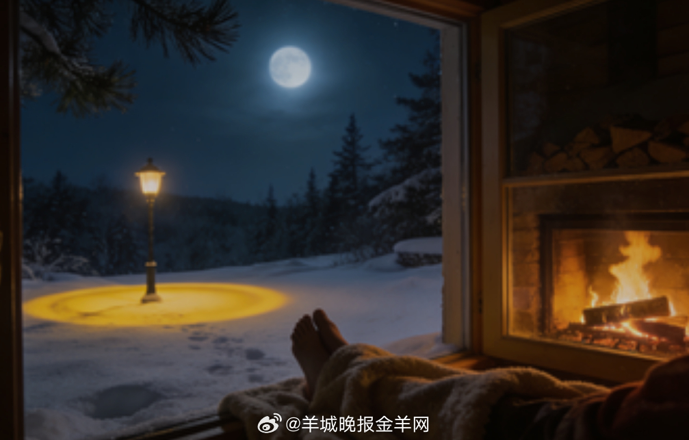 晚安 路灯在雪地上晕开暖黄光圈，壁炉里的柴火烧得噼啪响，把冰凉的脚尖缩进毛毯，今