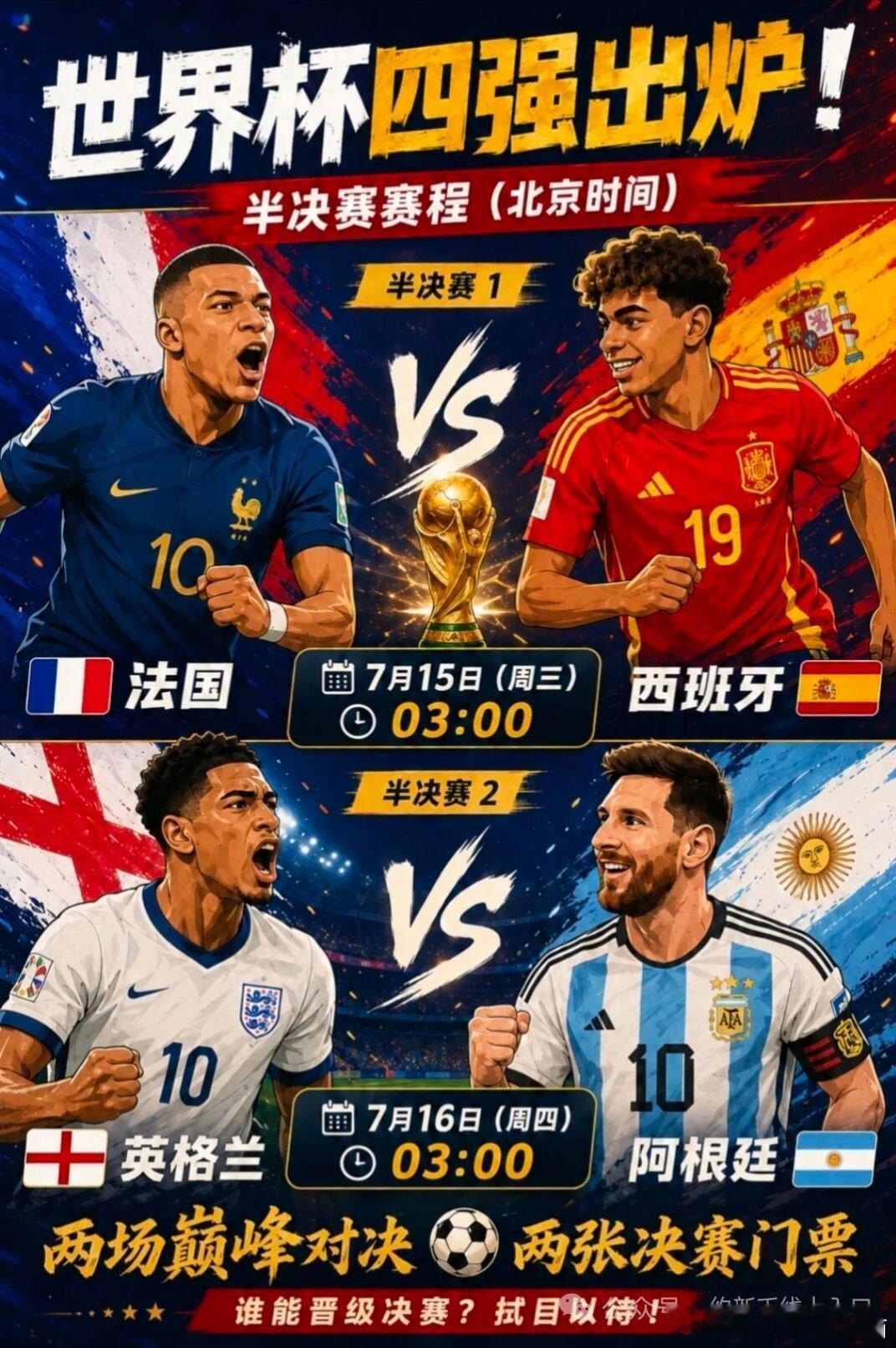 就问，谁是冠军盲猜一波，我觉得，法国跟阿根廷4进2吧，然后阿根廷凭借裁判亲和天赋