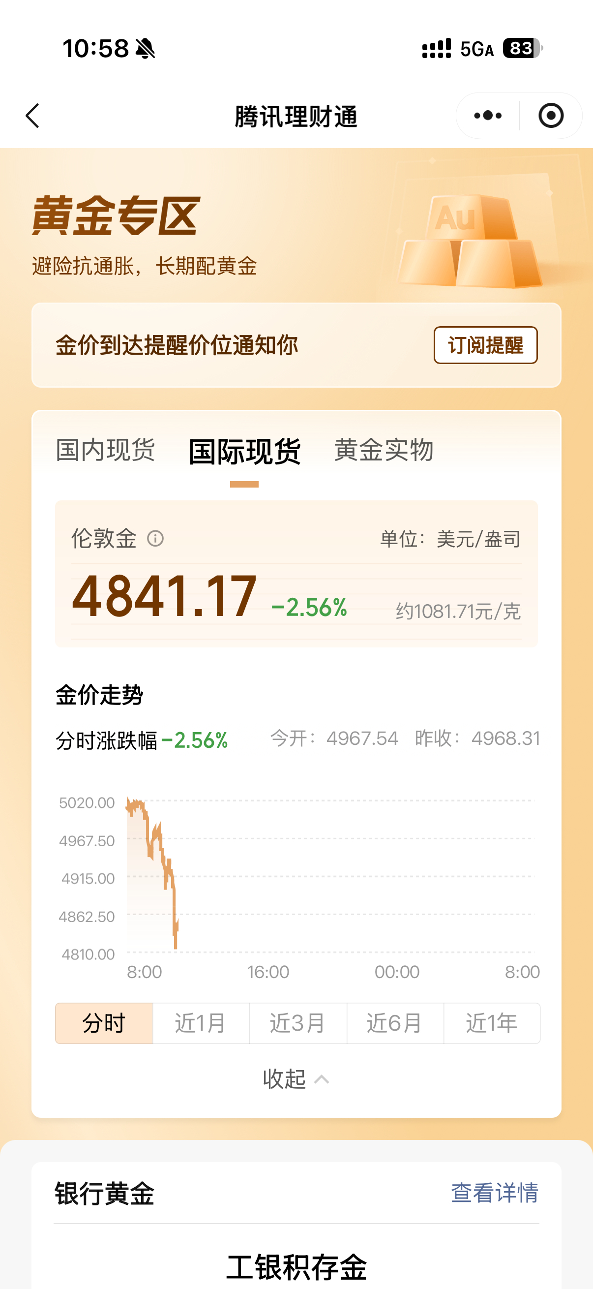 黄金或下探4000美元 ？ 这个可能性还是比较小的吧，4000美元相当于是人民币
