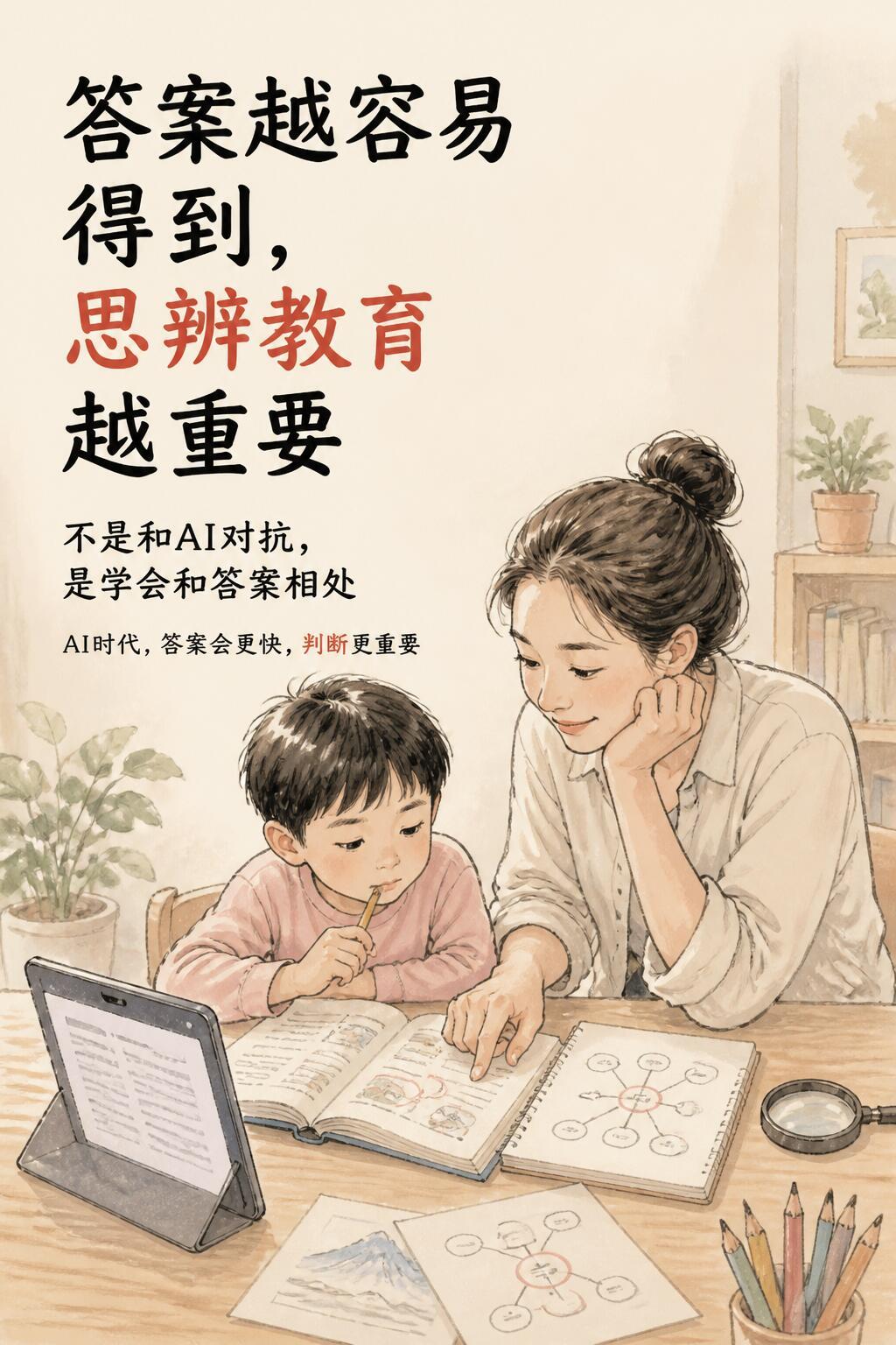 答案越容易得到，思辨教育越重要，思辨不是和 AI 对抗，也不是把孩子挡在技术之外
